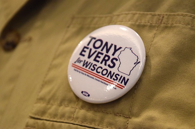 Tony Evers, button, gubernatorial campaign, Premier Park Hotel, Madison