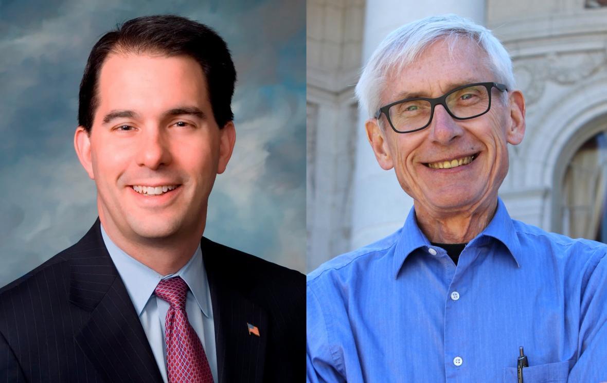 Governor Scott Walker and challenger Tony Evers