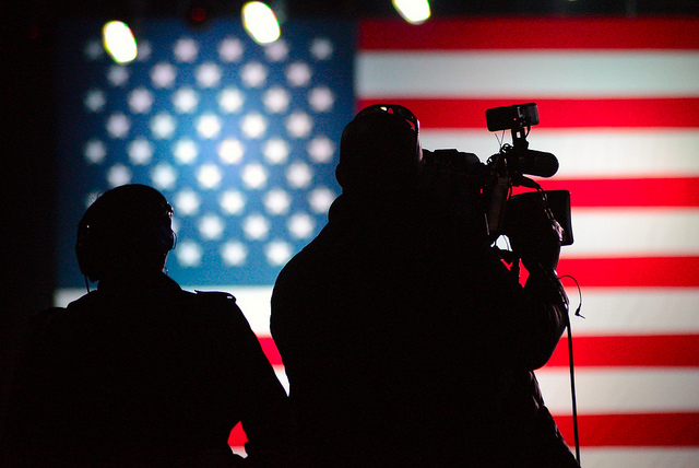 American flag, campaign, elections, cameras