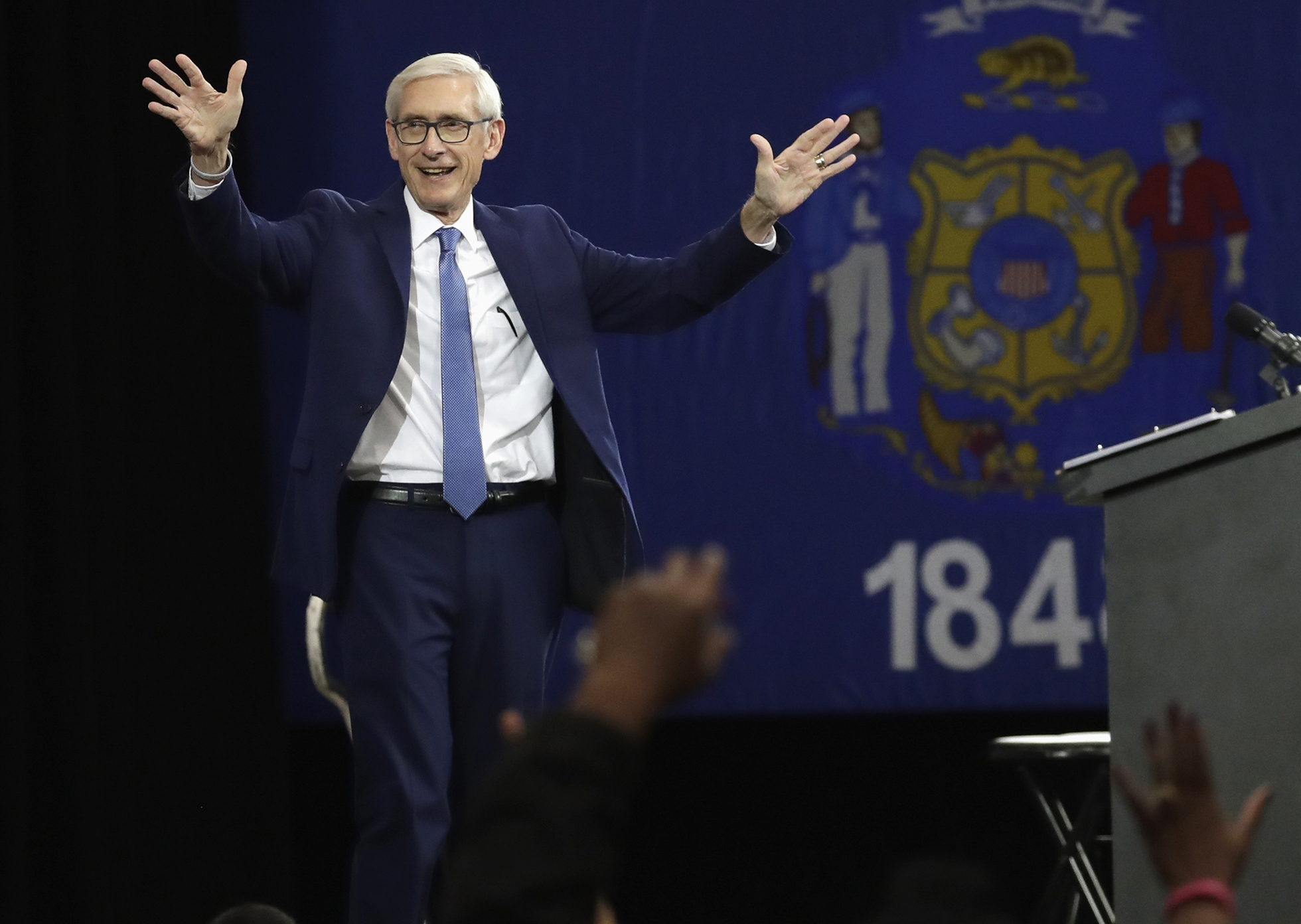Wisconsin Democratic candidate for governor Tony Evers speaks at a rally in Milwaukee