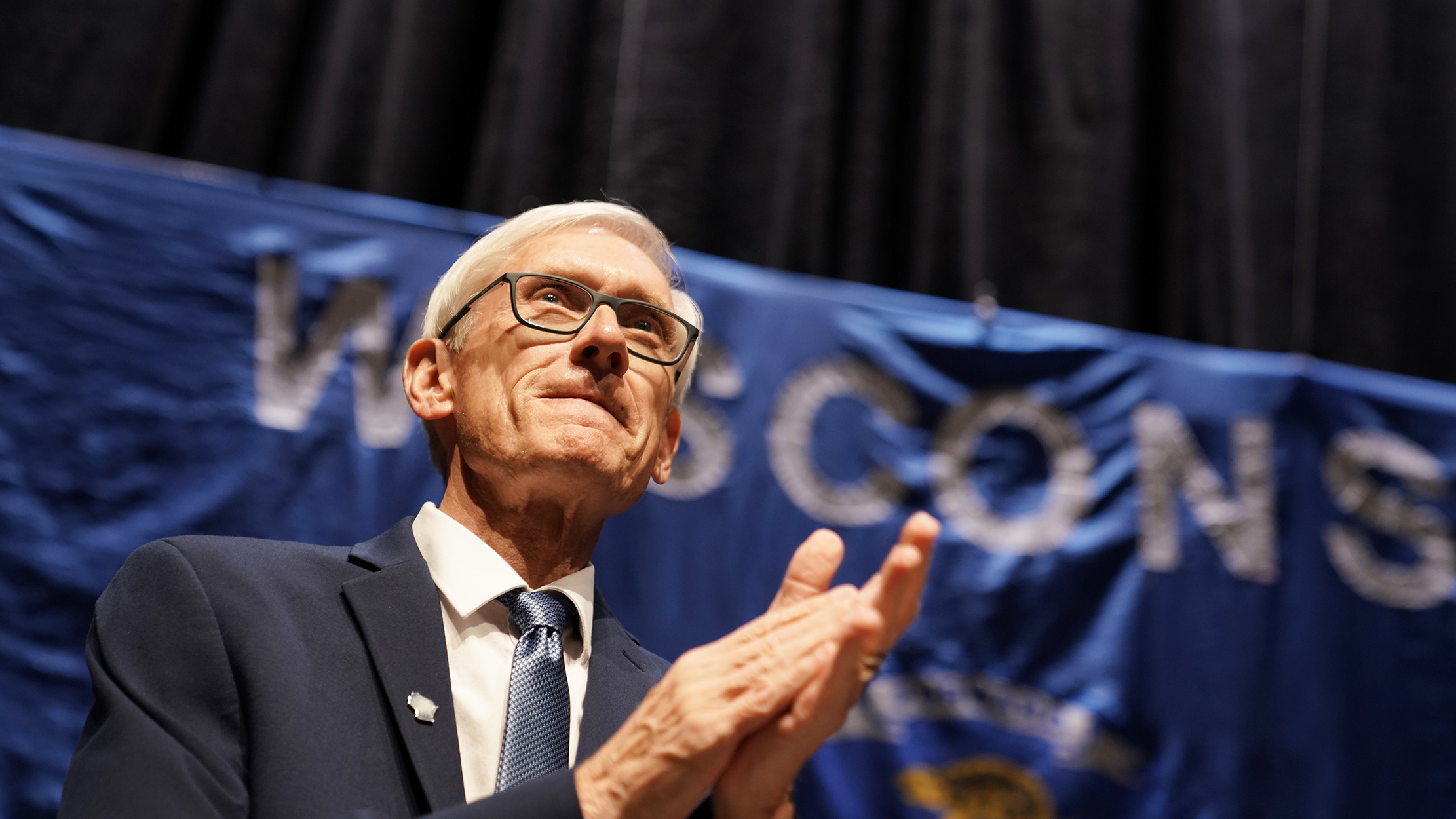 Democratic candidate for governor Tony Evers addresses supporters