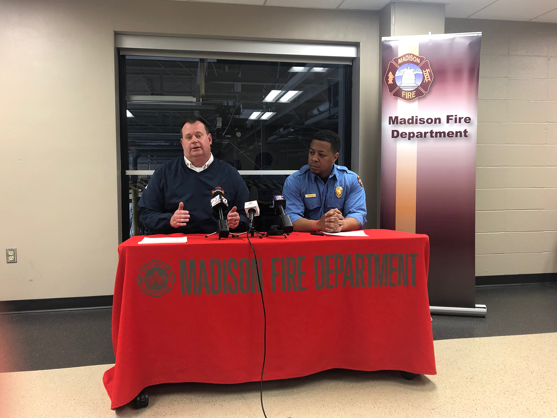 Madison Fire Chief Steven Davis and Mahlon Mitchell,