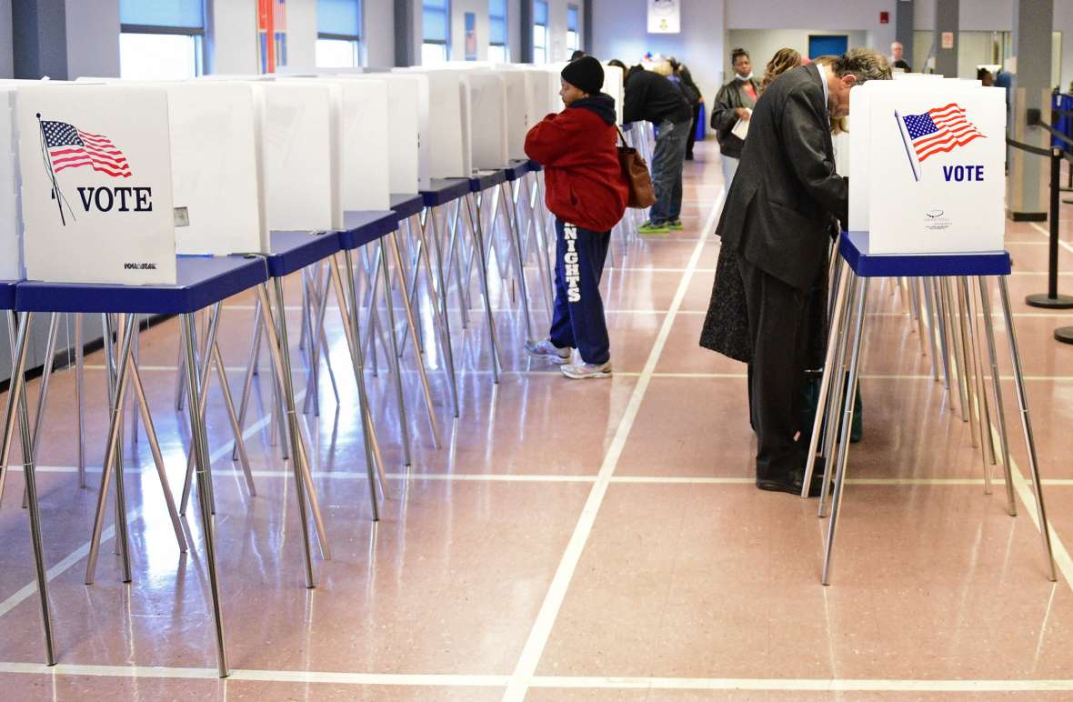 Voters use voting booths on Election Day
