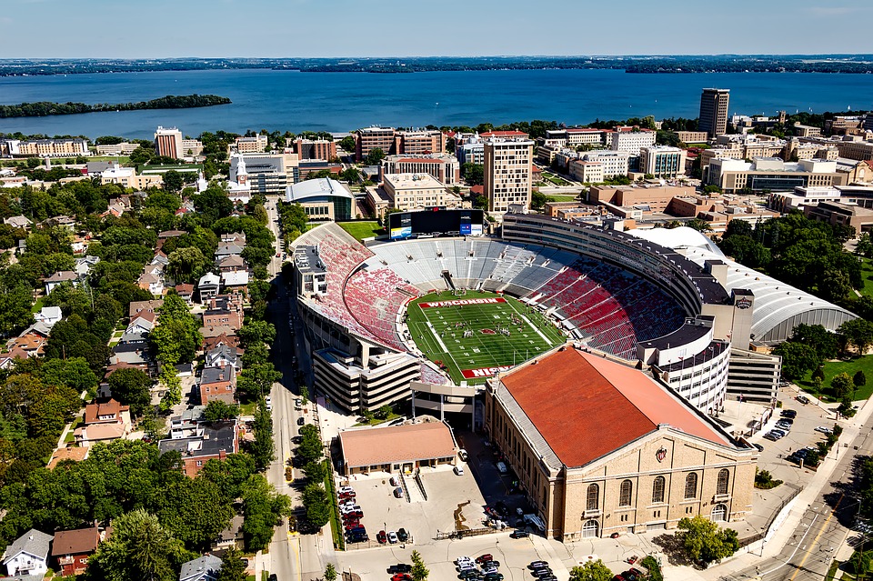 Aerial view of UW Madison campus