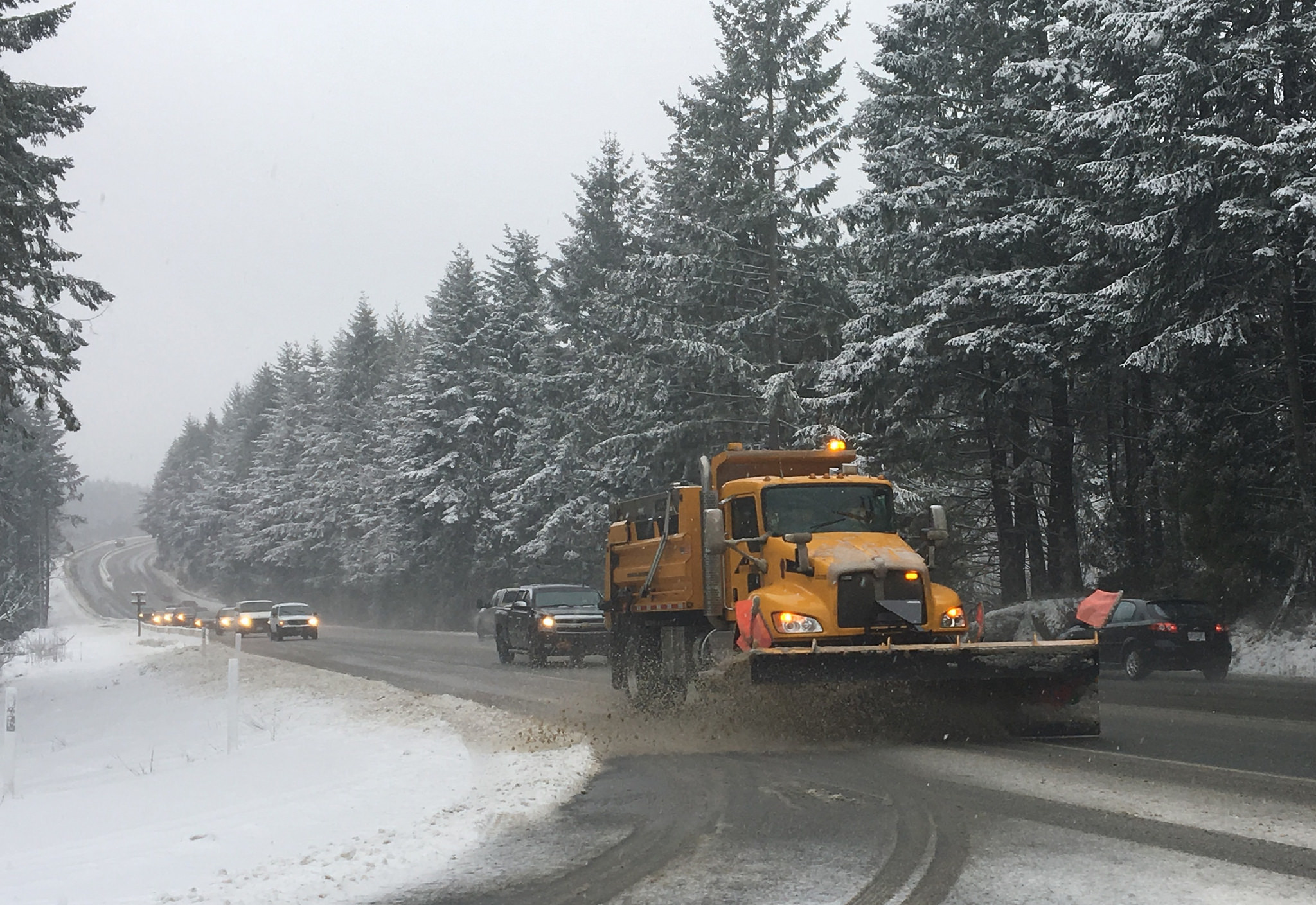 snow plow on highway