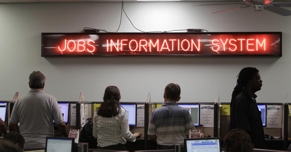 People standing at a job center