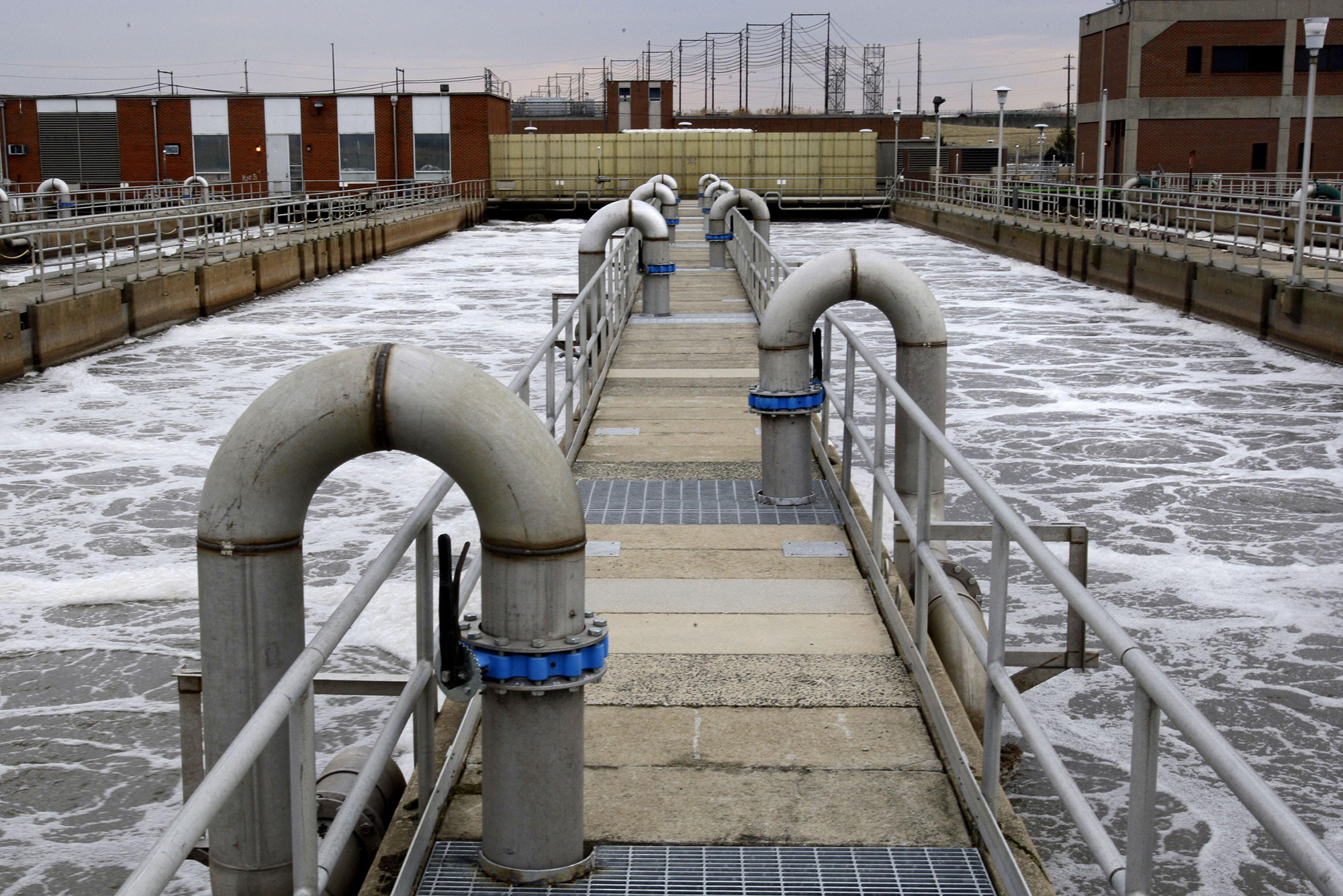 Aeration basins at the Wilmington Wastewater Treatment Plant