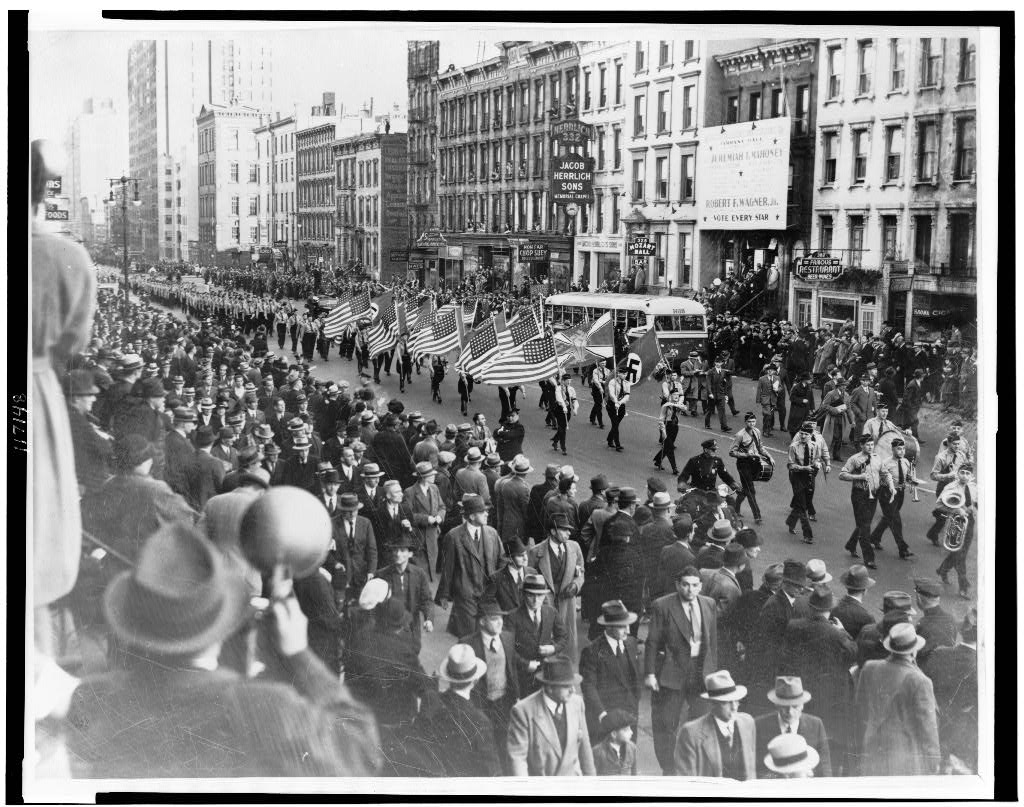 The German-American Bund march in NYC in 1939