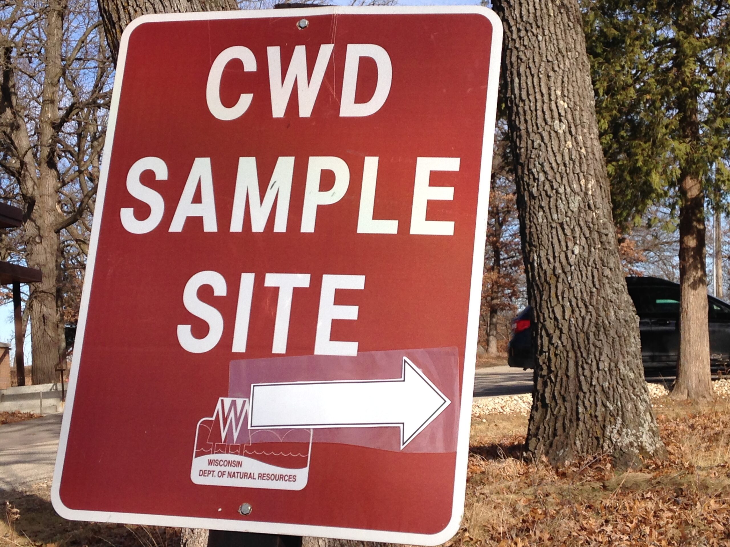 CWD sample site sign