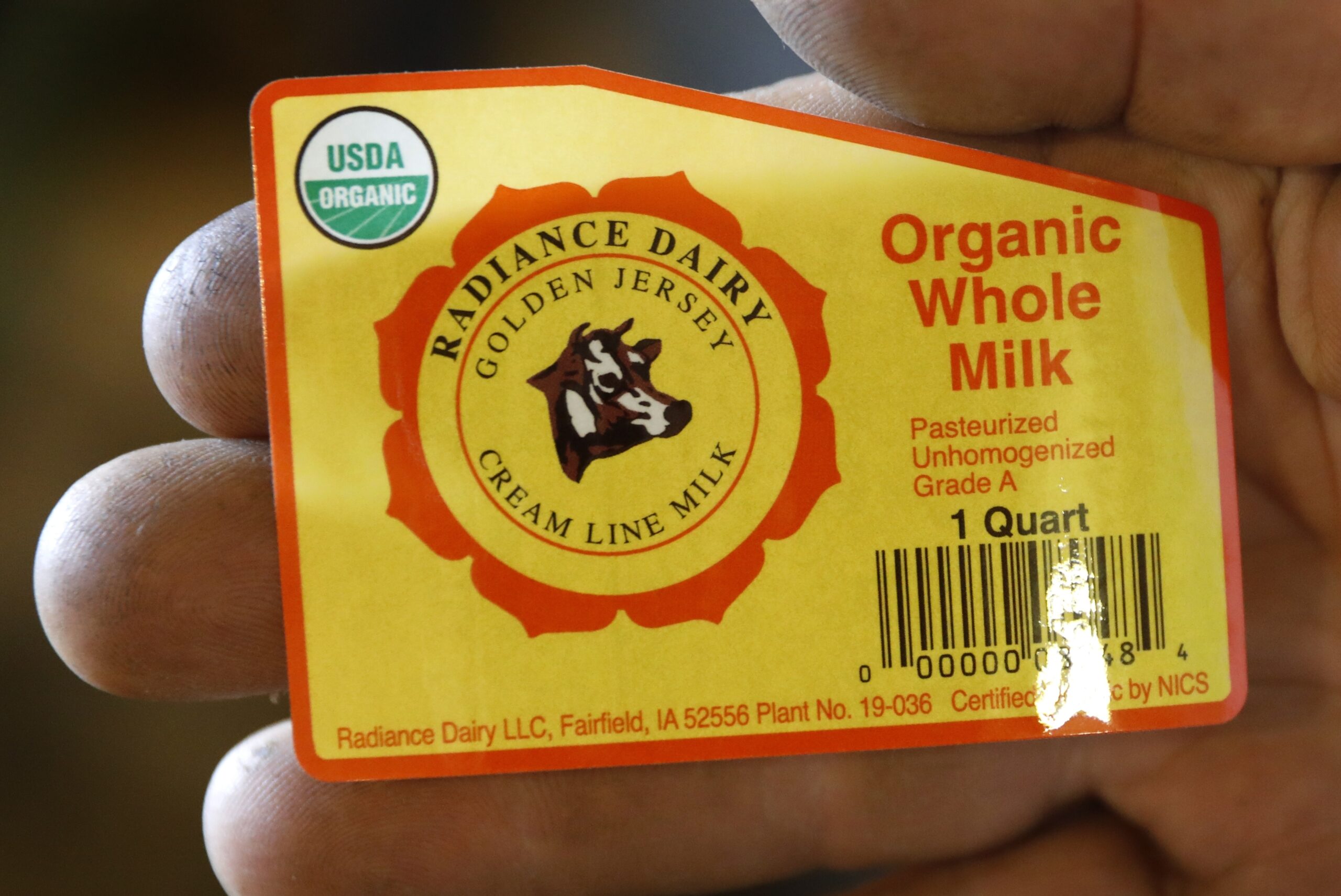 organic milk label