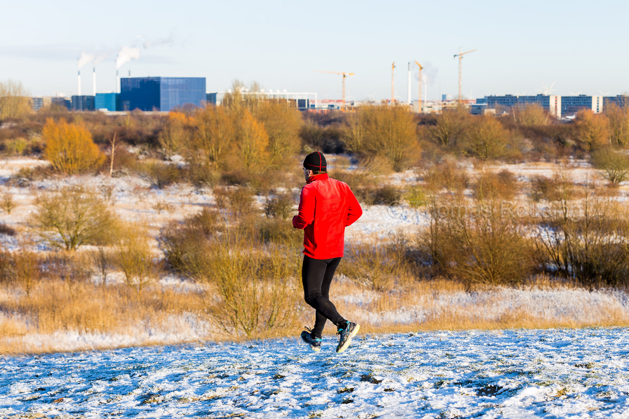 runner in a snowy field