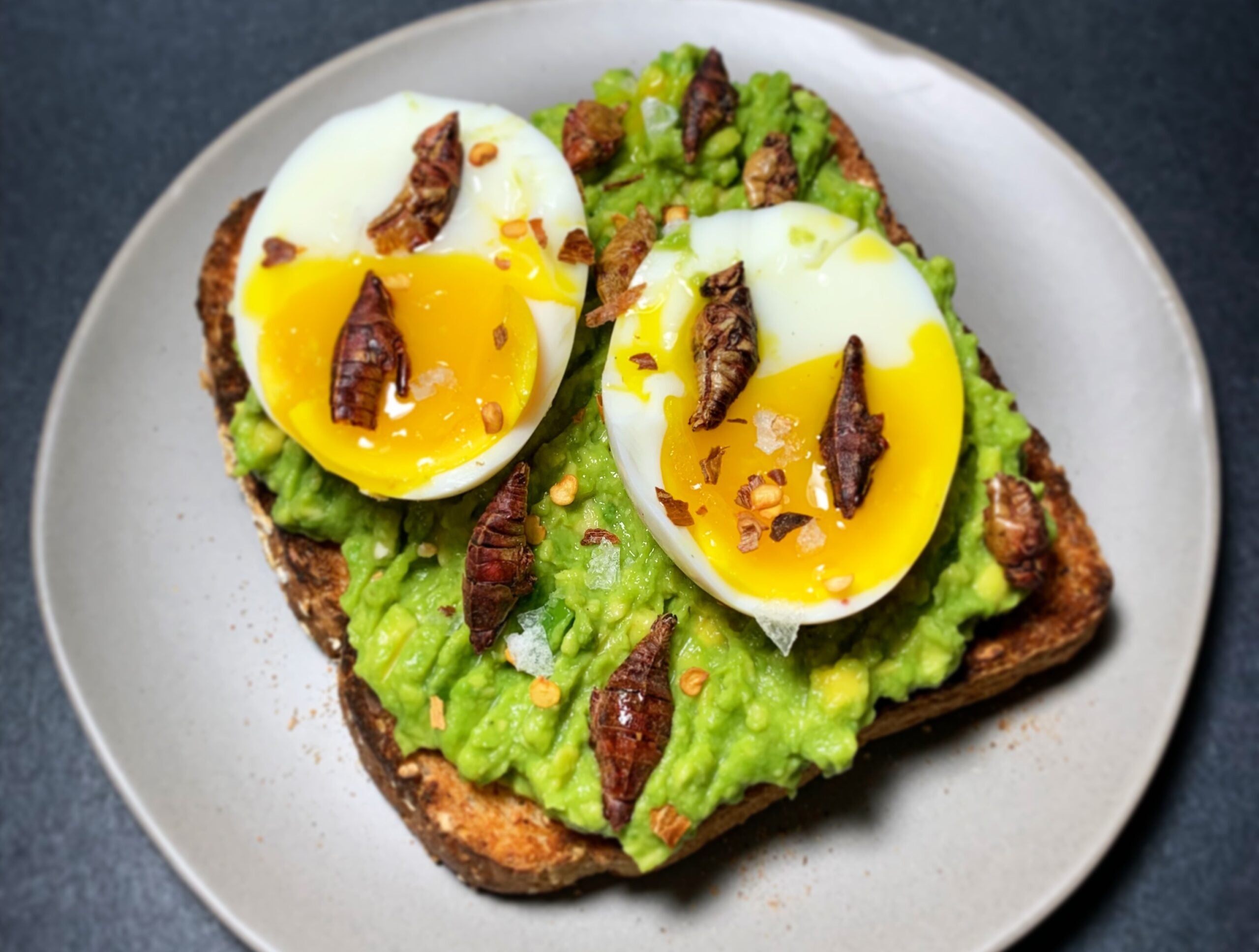 Chapulines Guacamole Toast