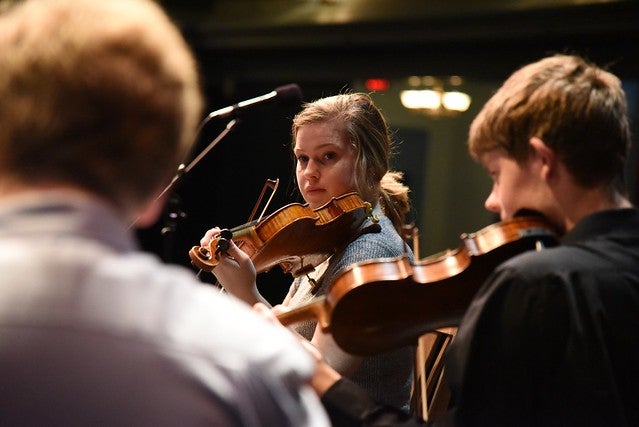 Members of WYSO playing at UW Madison's Music Hall