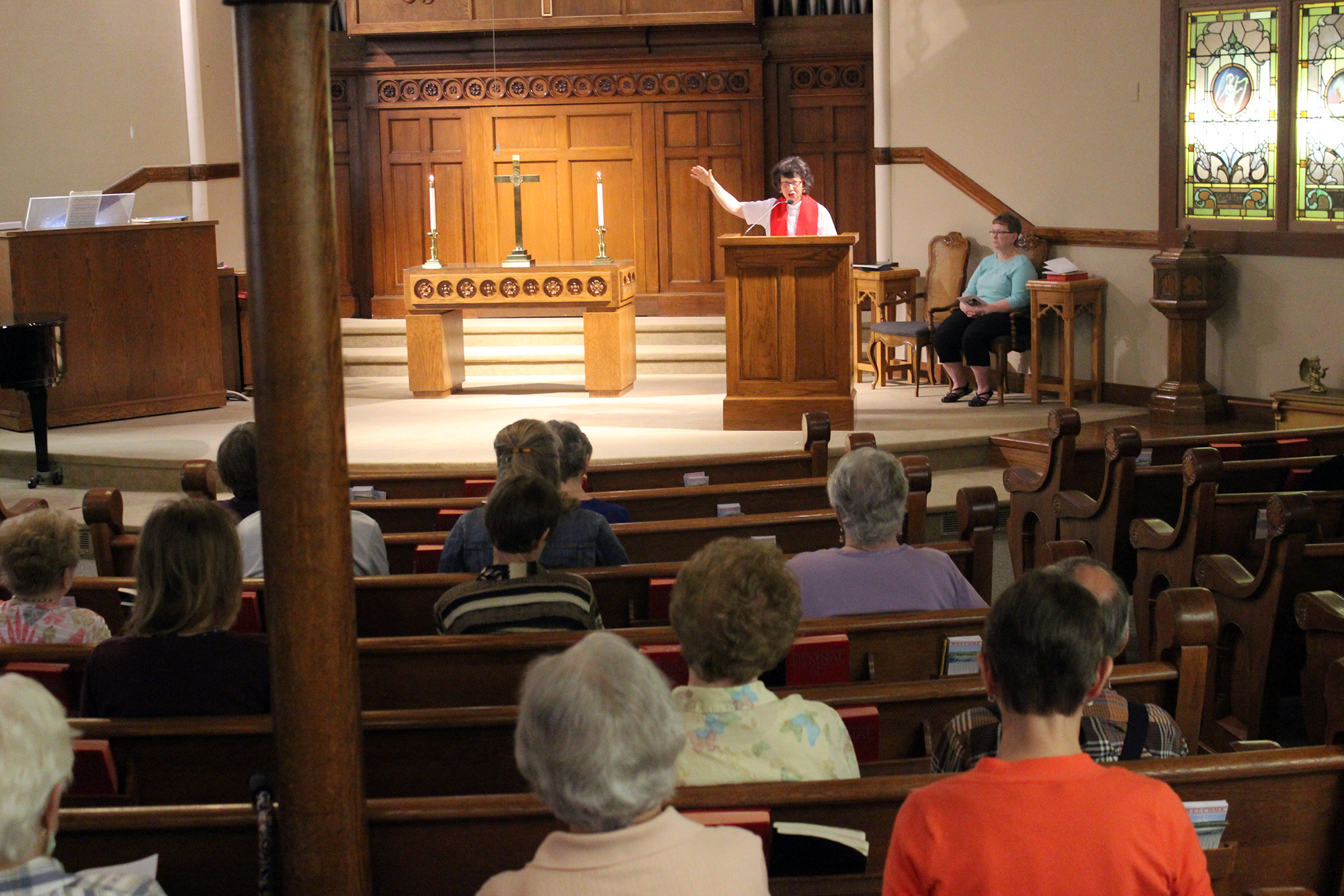 Pastor Marianne Cotter delivers a sermon