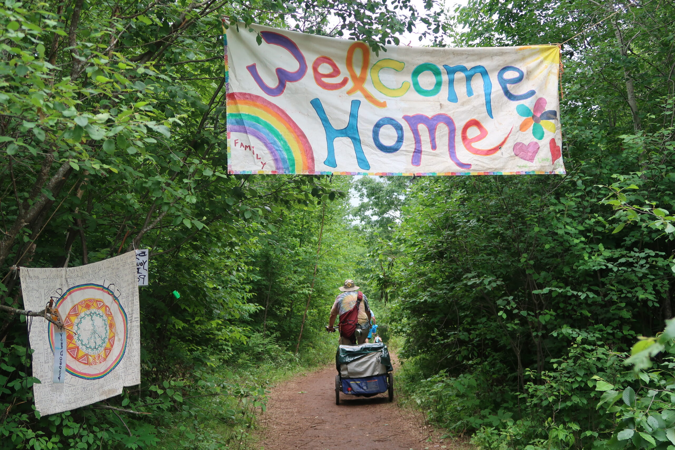 Trail head leading to the Rainbow Family national gathering