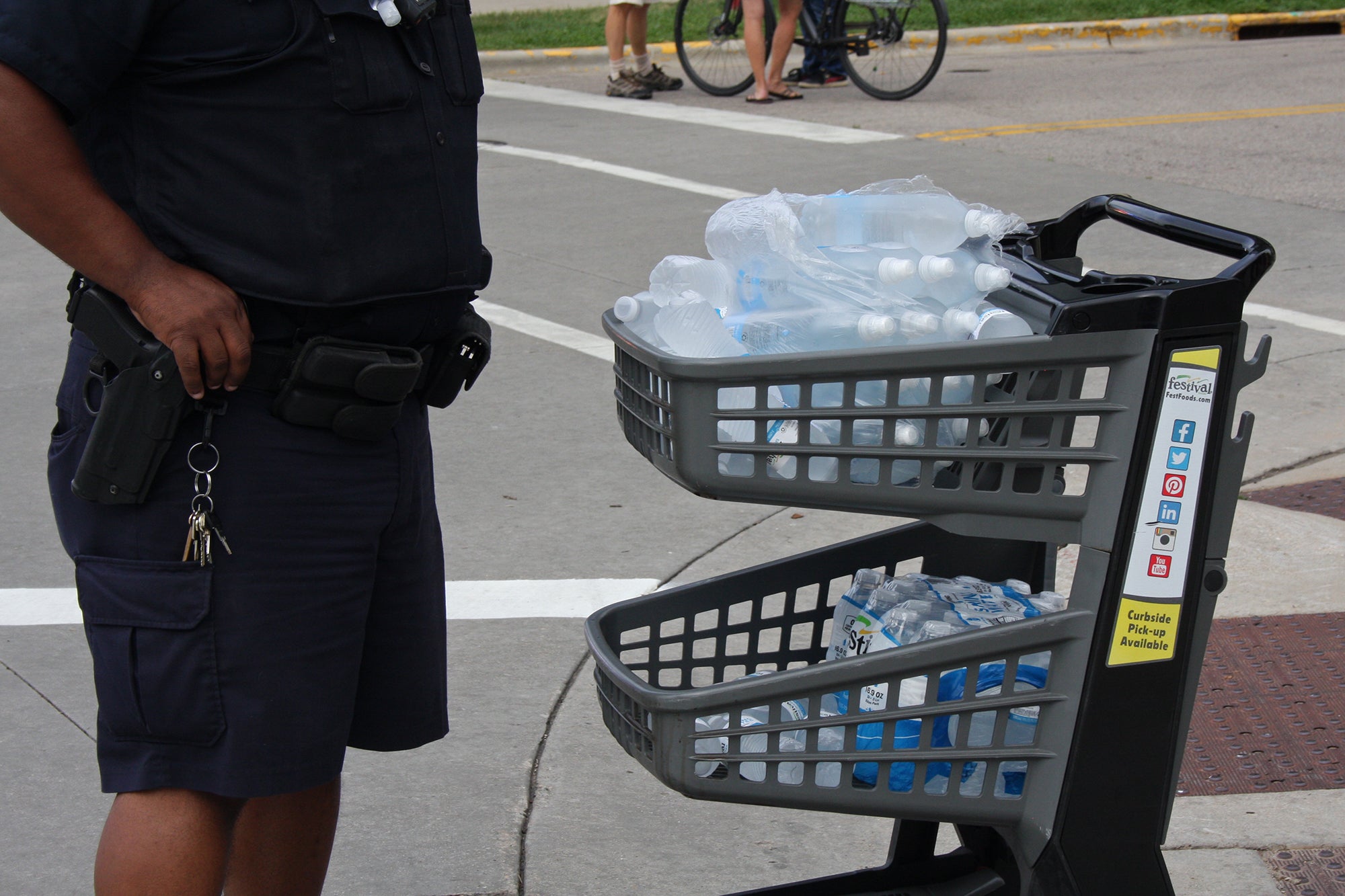 water bottles from Festival Foods handed out to emergency workers