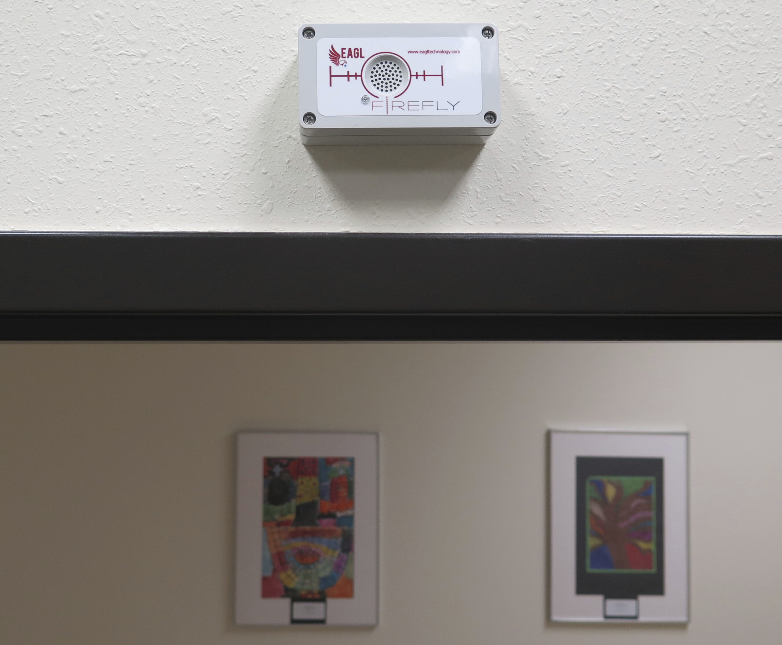 A gunshot-detection sensor installed in the Kenosha Unified School District administration building