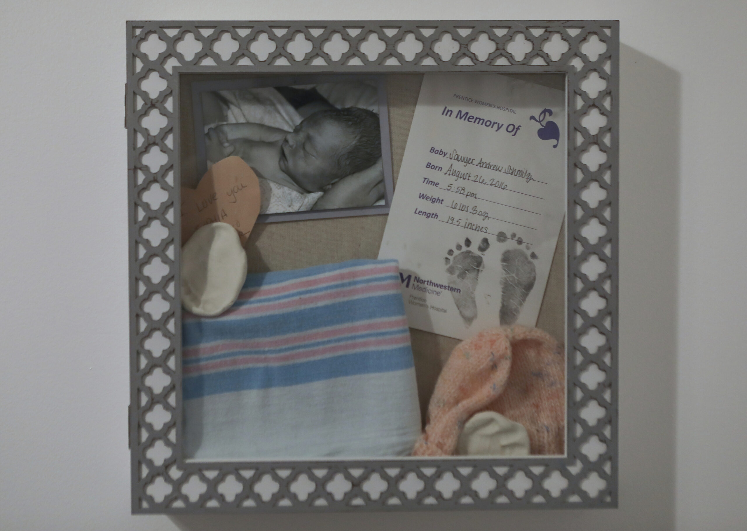 a memory box dedicated to stillborn Sawyer Schmitz