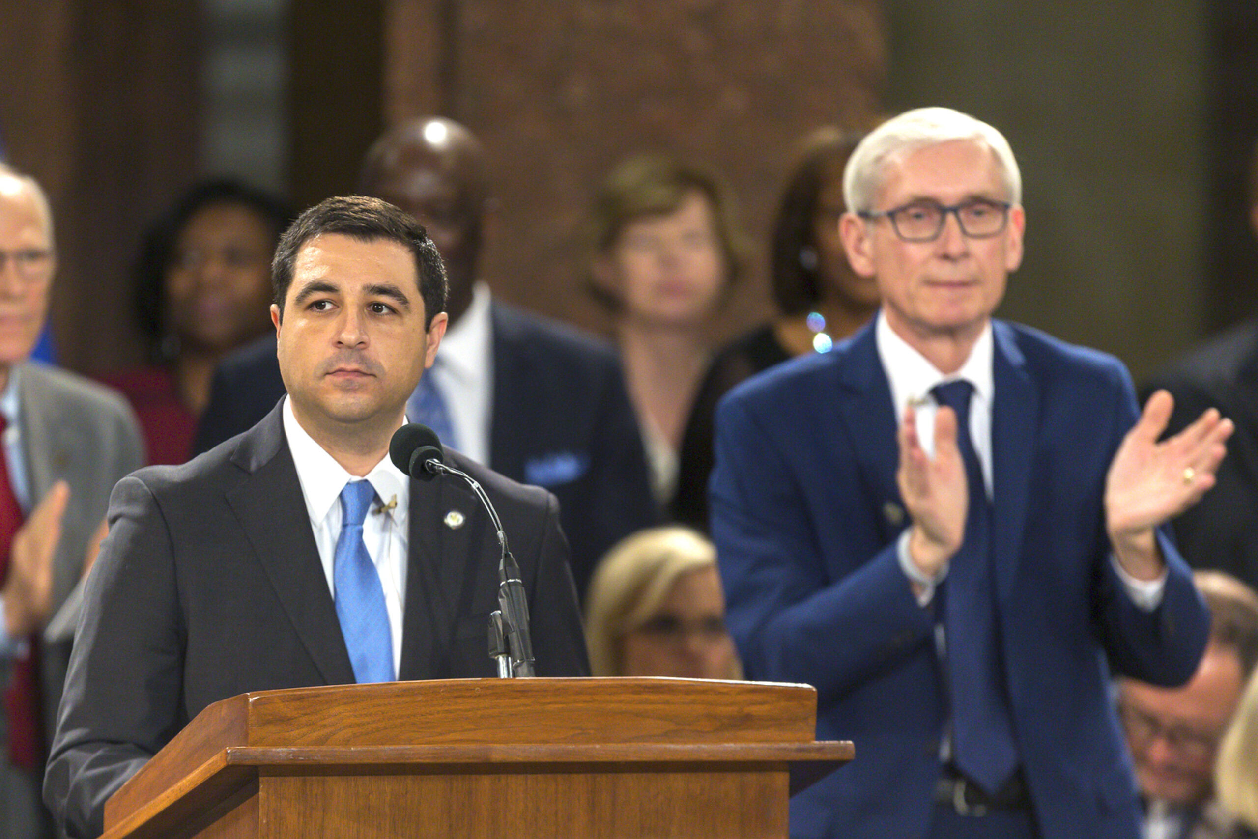 Attorney General Josh Kaul and Governor Tony Evers