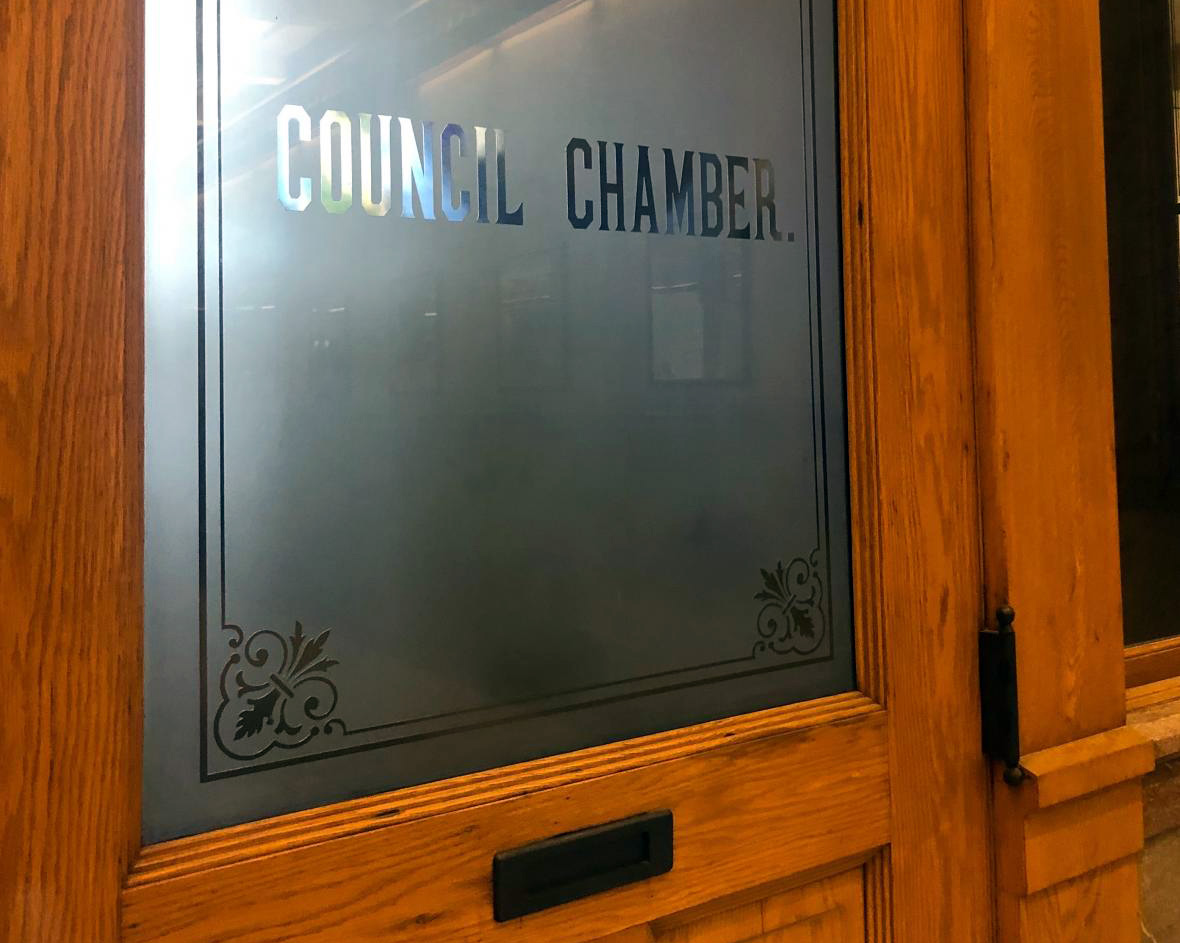 The Milwaukee Common Council chamber door