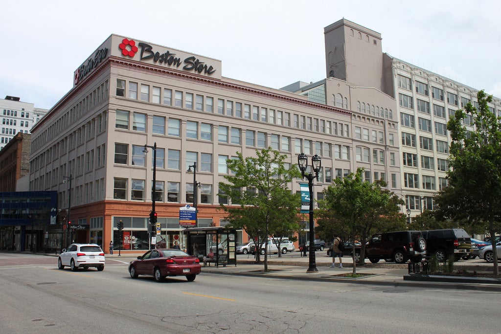 A Boston Store location on a street corner