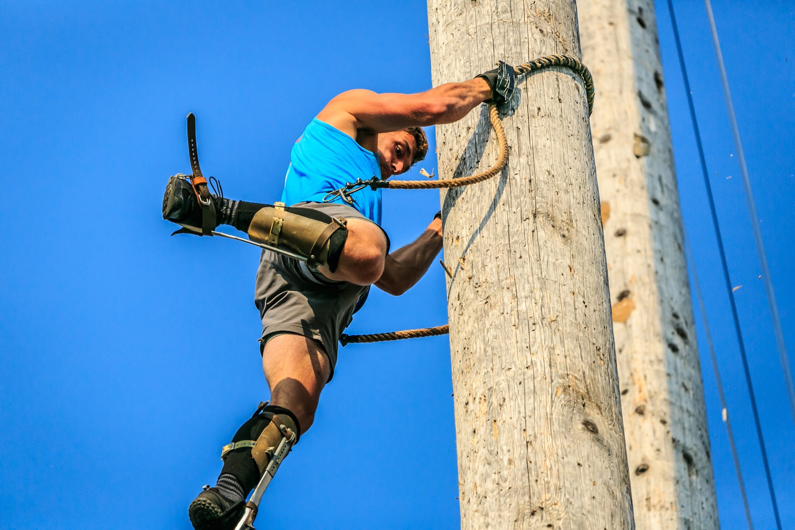 Pole-climbing at Lumberjack World Championships in Hayward