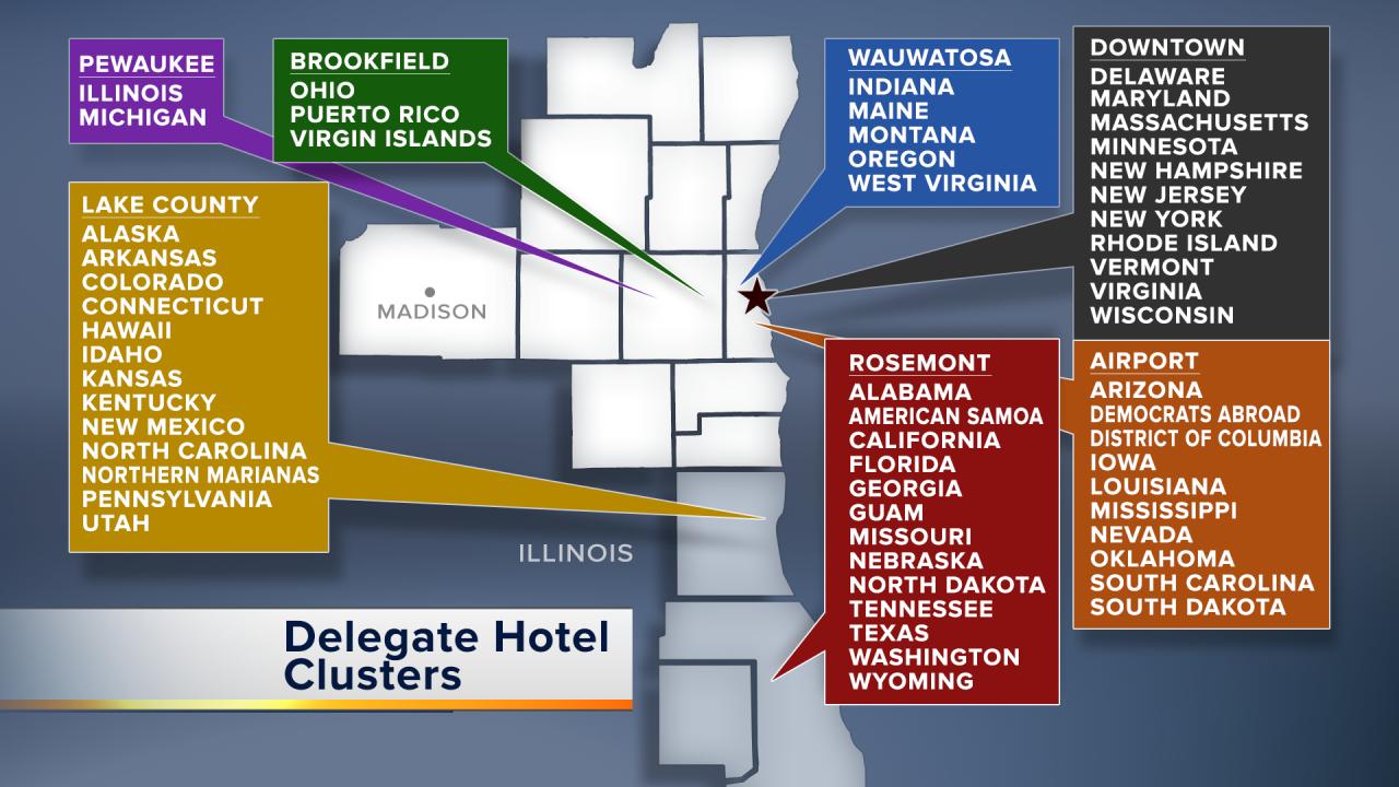 hotel assignments for the 2020 Democratic National Convention