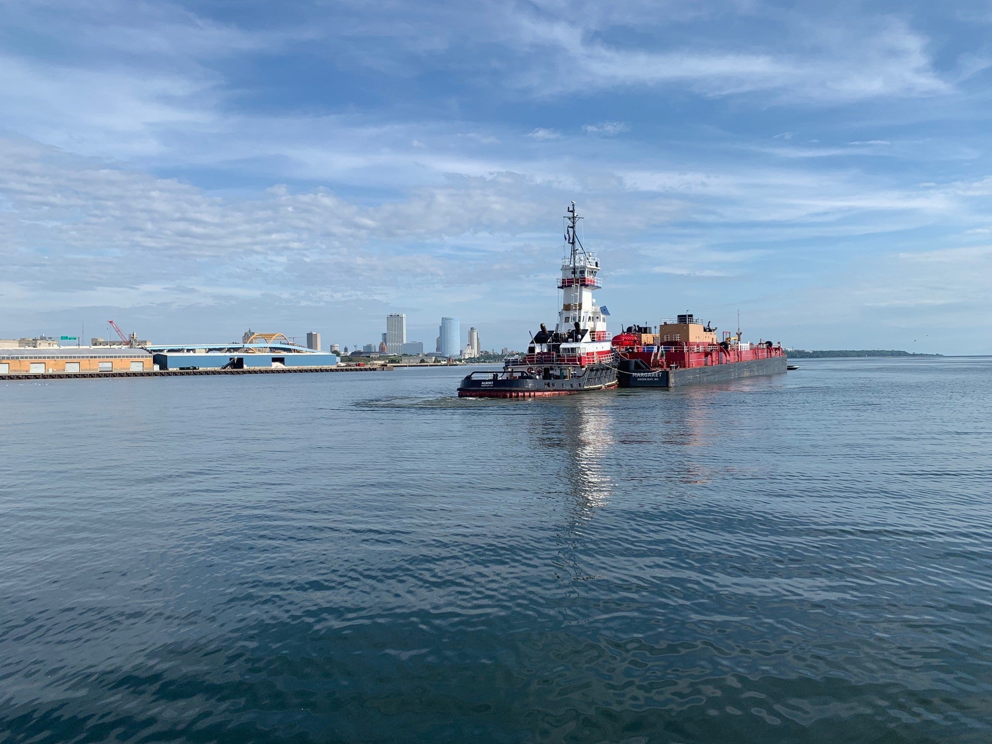 A barge in the Port of Milwaukee
