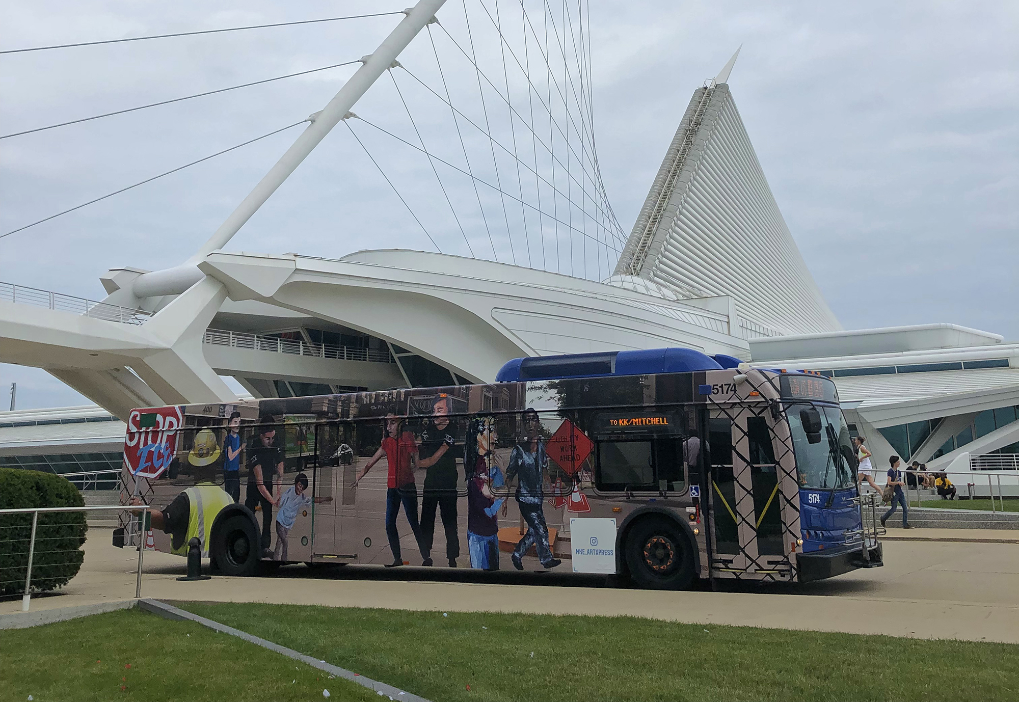 Milwaukee metro bus with ICE mural on it