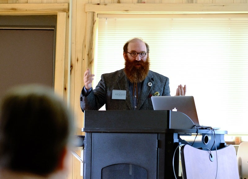 Man giving sustainability talk