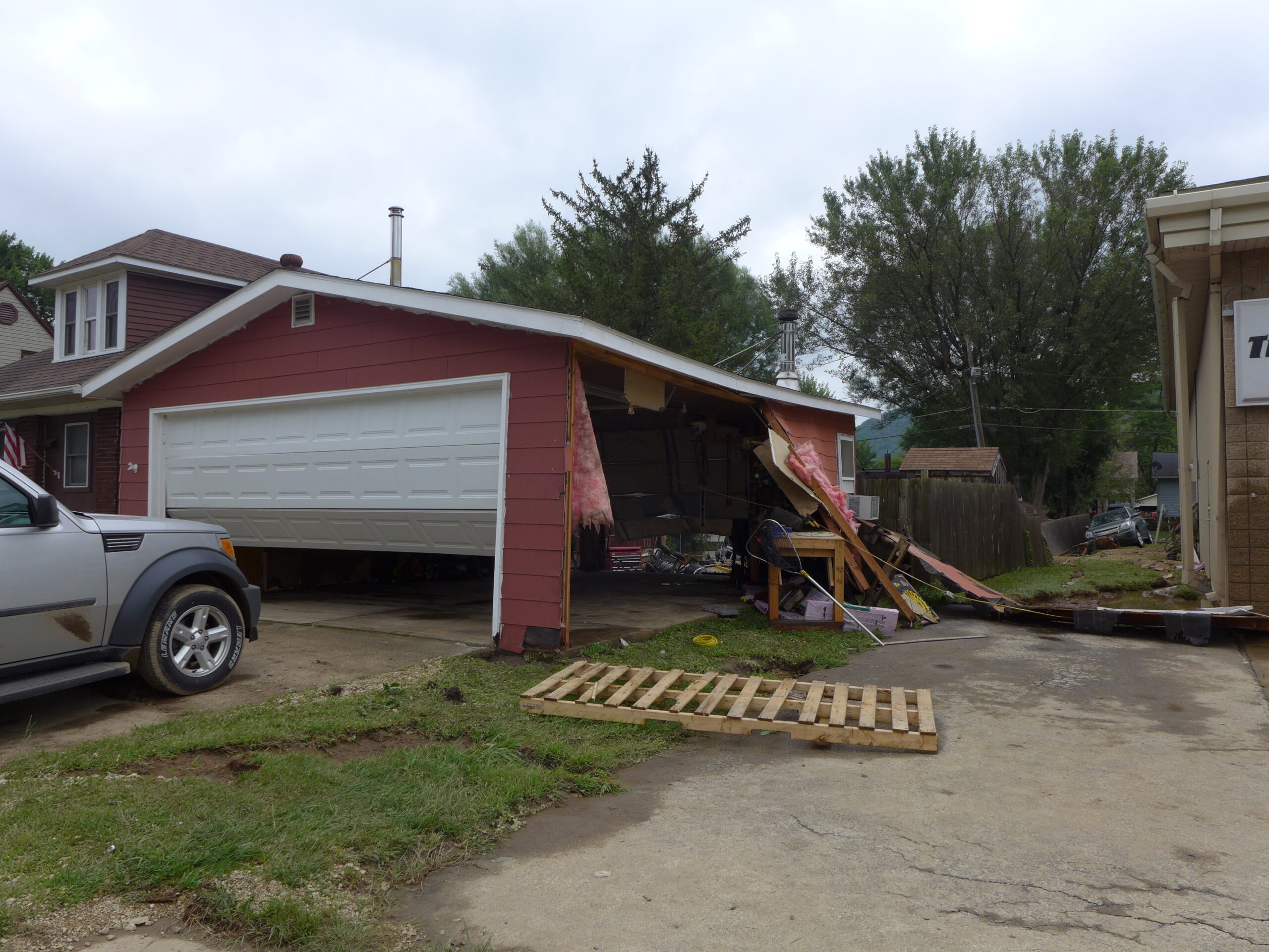 Garage damaged by flooding in Coon Valley