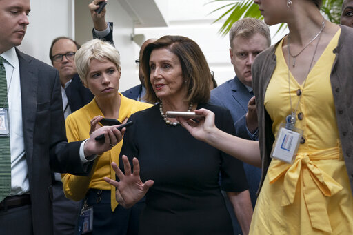 House Speaker Nancy Pelosi arrives to meet with her caucus after declaring formal impeachment inquiry against President Donald Trump