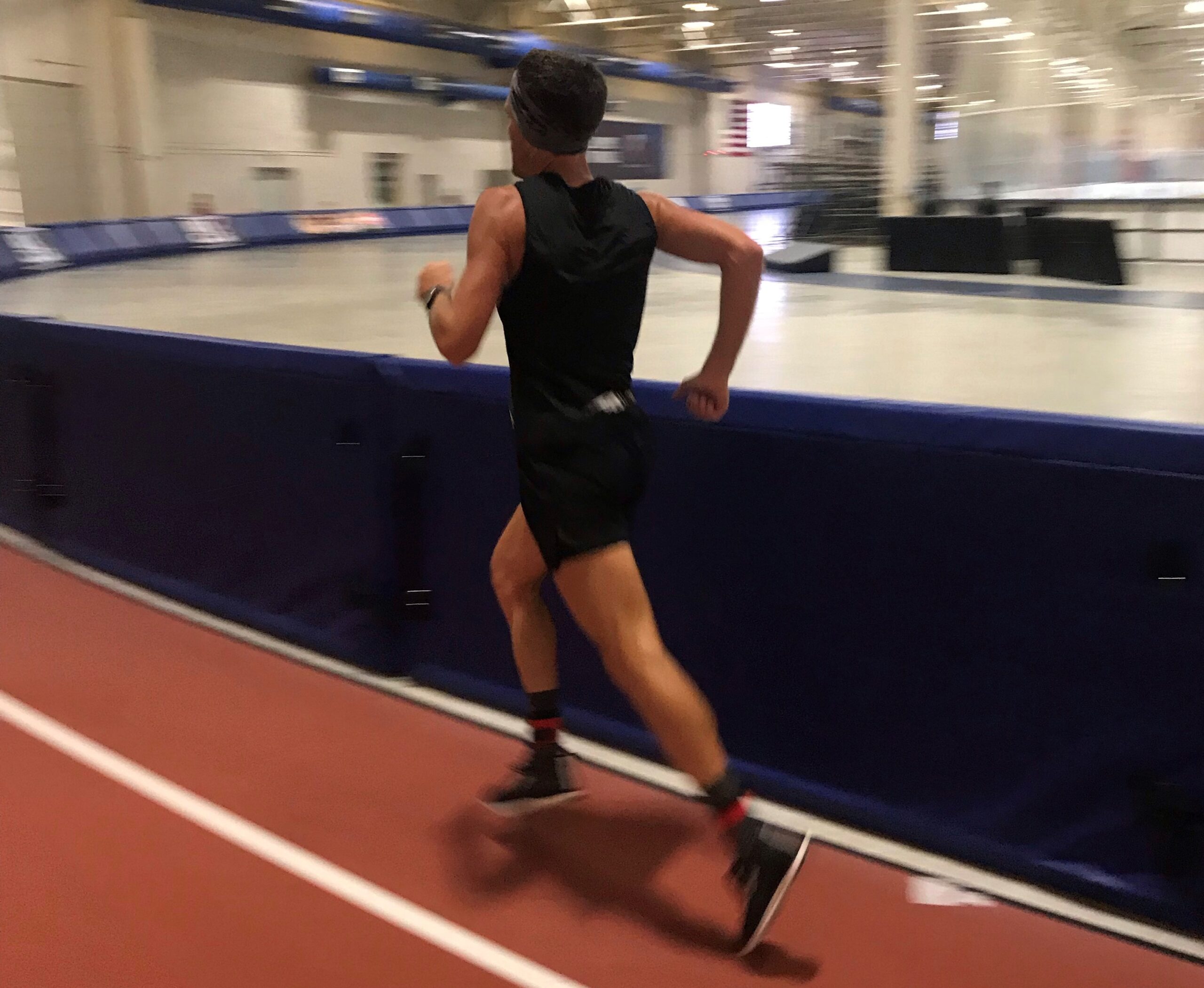Zach Bitter running the 100 mile race at Milwaukee’s Pettit National Ice Center