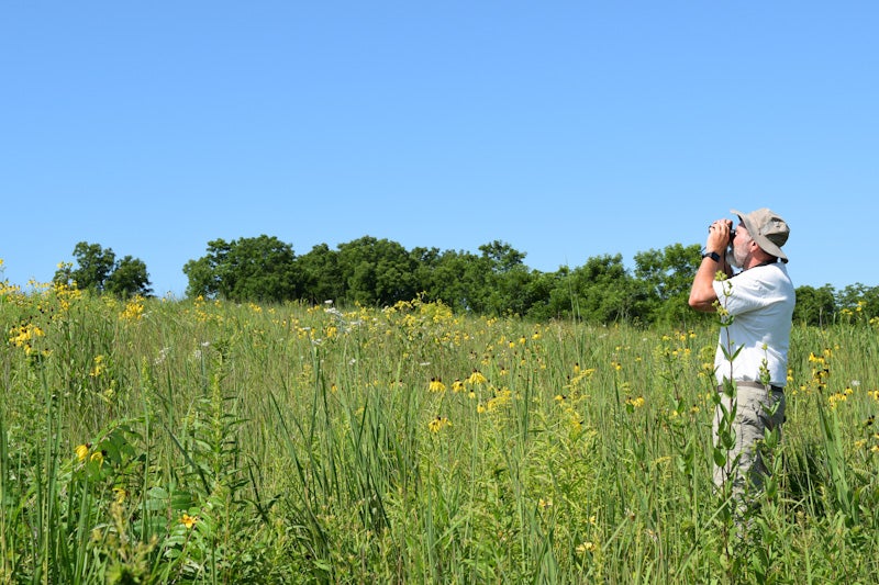 Rich Henderson on the Schurch-Thomson Prairie outside of Barneveld, Wisconsin