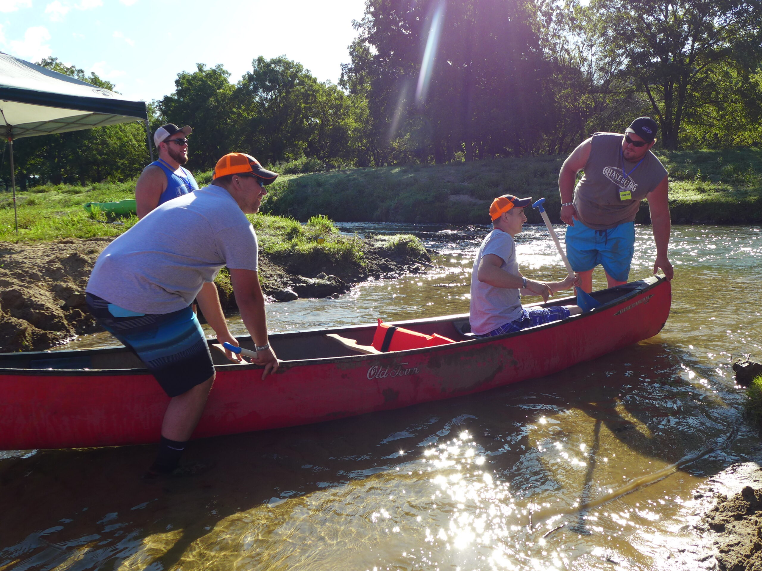 Coon Valley residents board canoe