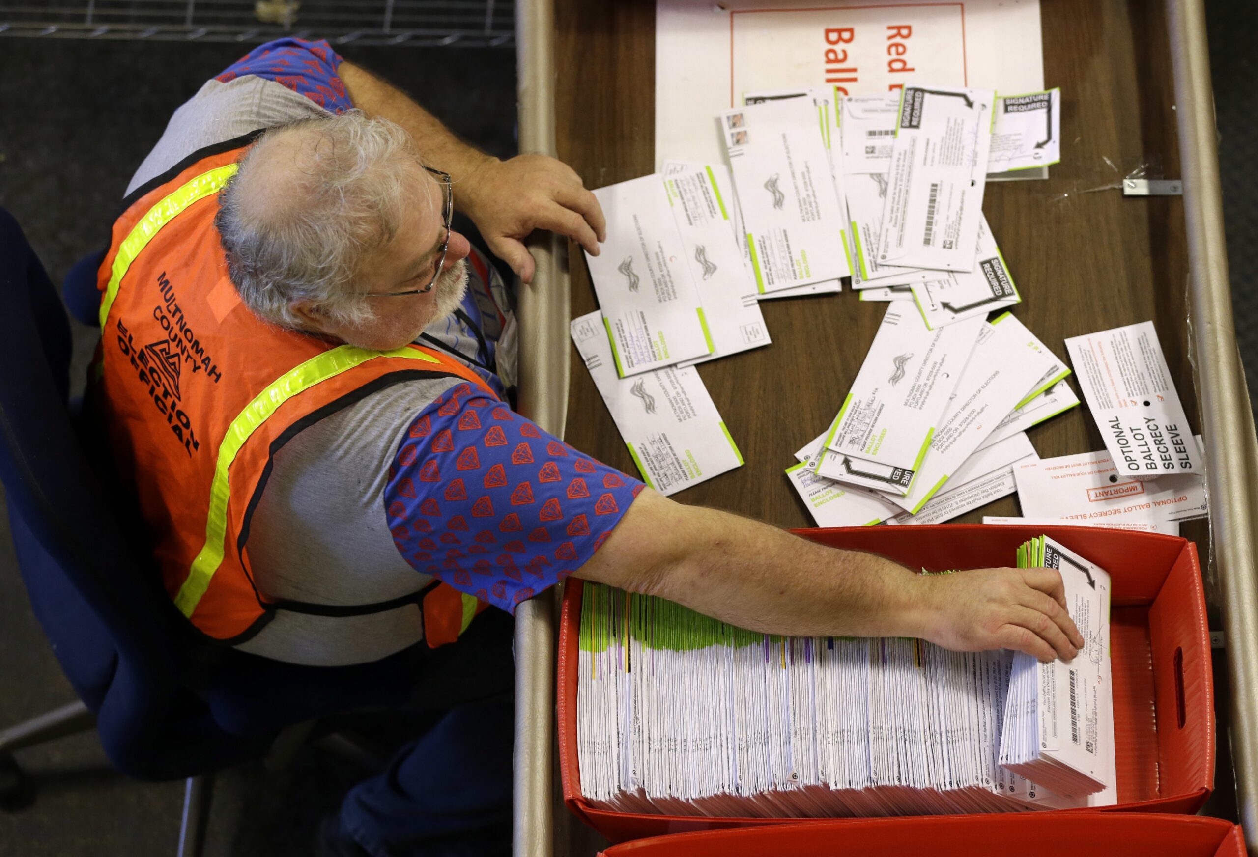 Person counting ballots
