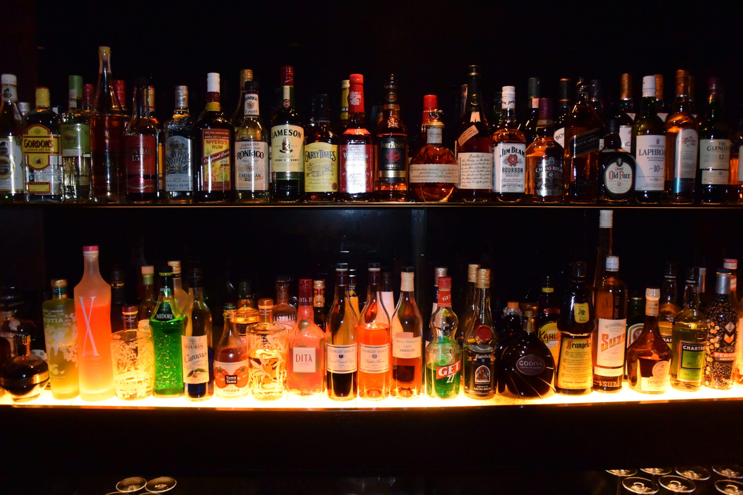 alcohol on bar