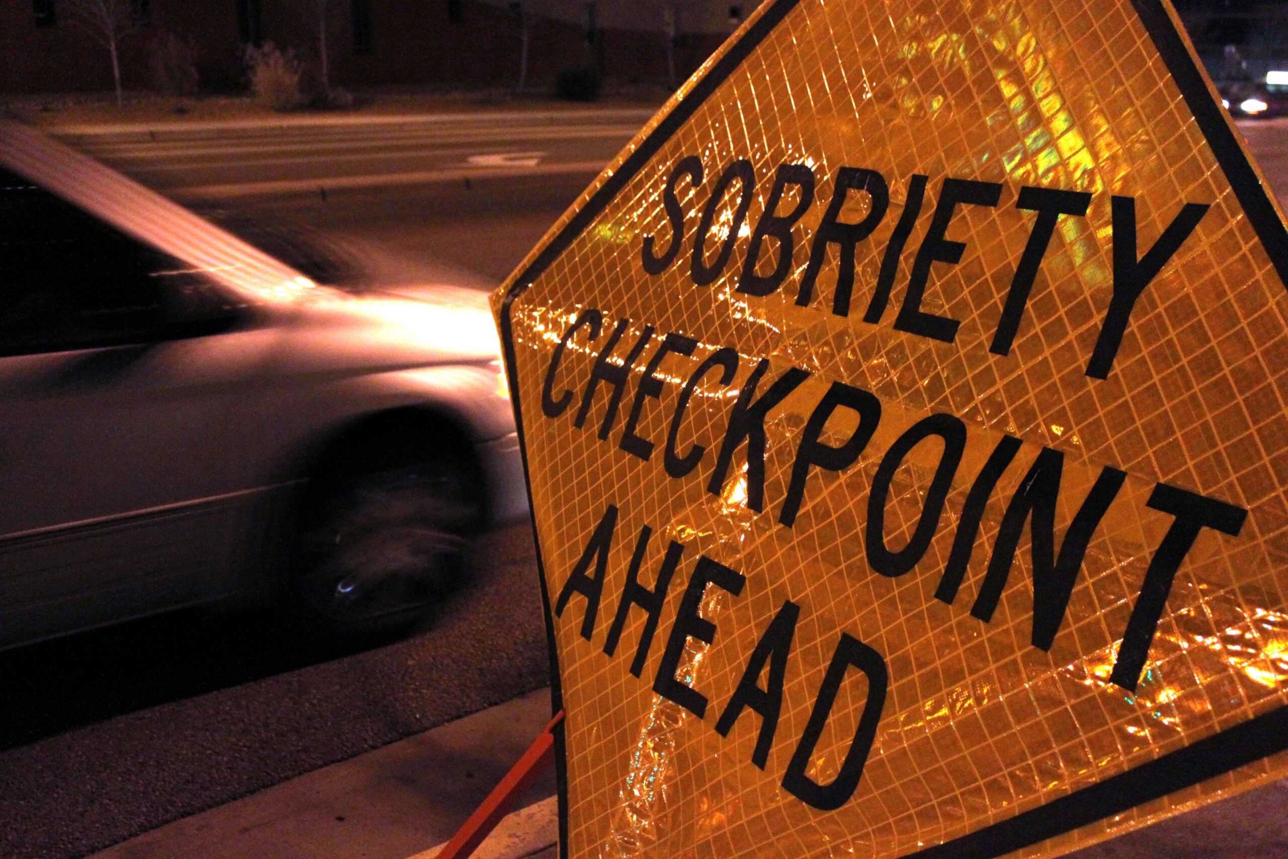 "Sobriety checkpoint ahead" sign