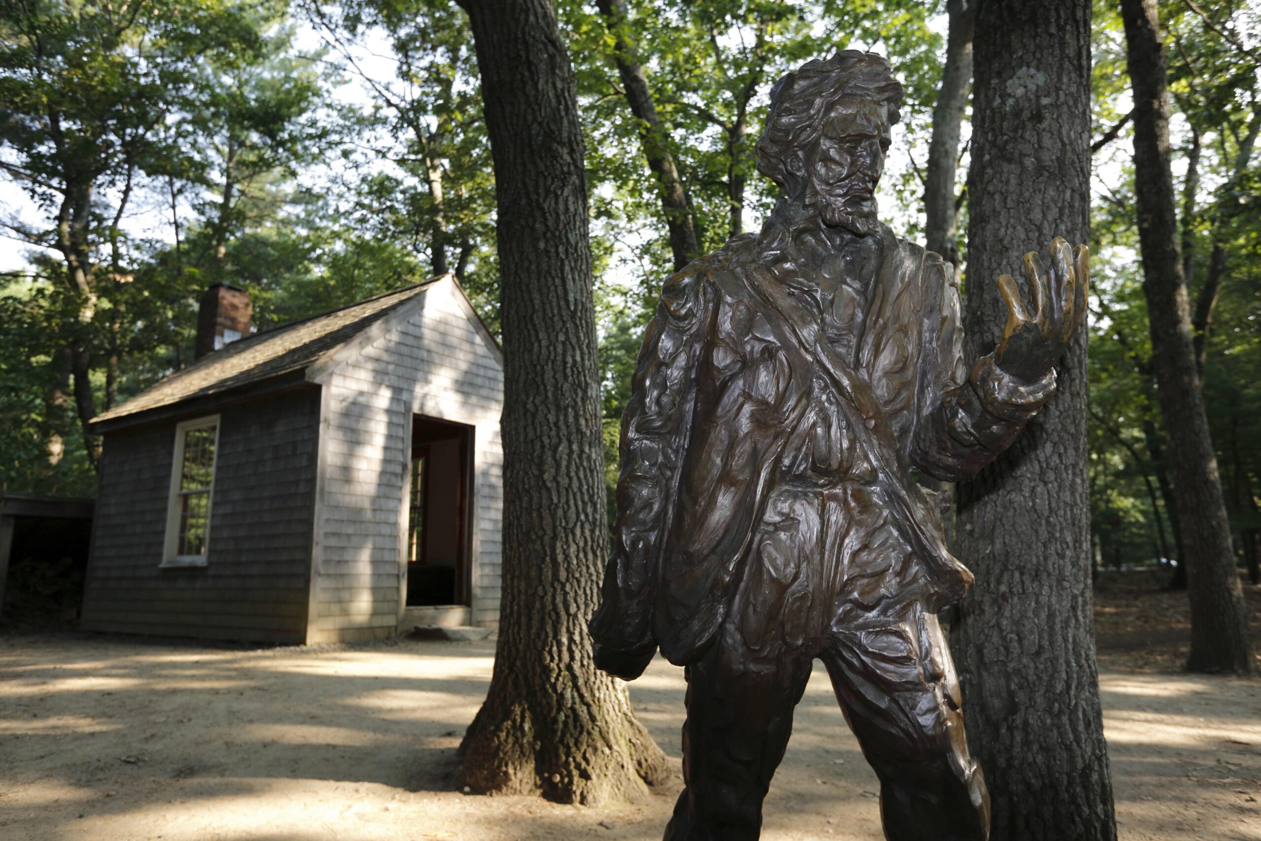 A statue of Henry David Thoreau