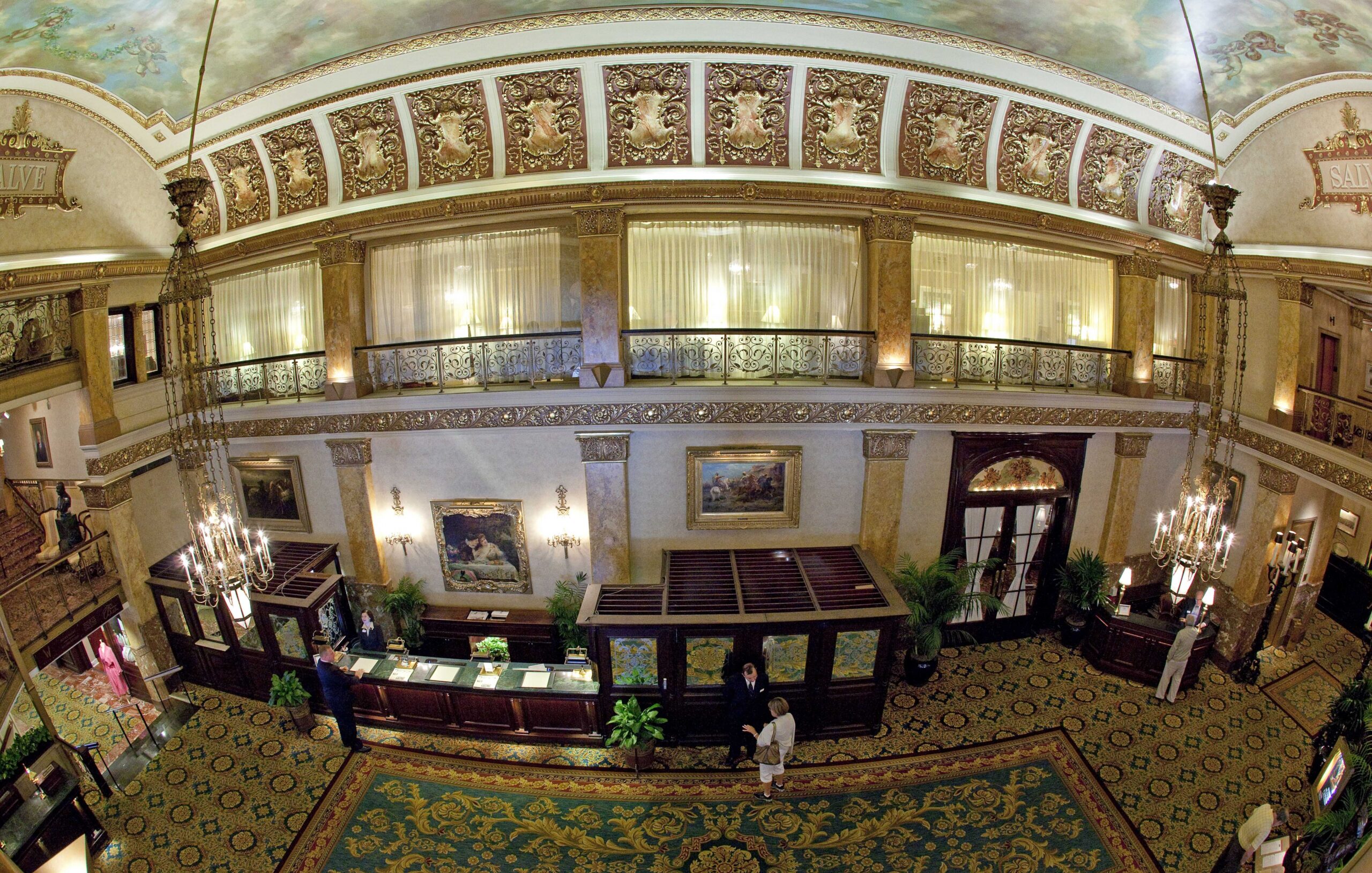 The lobby of the Pfister Hotel in Milwaukee