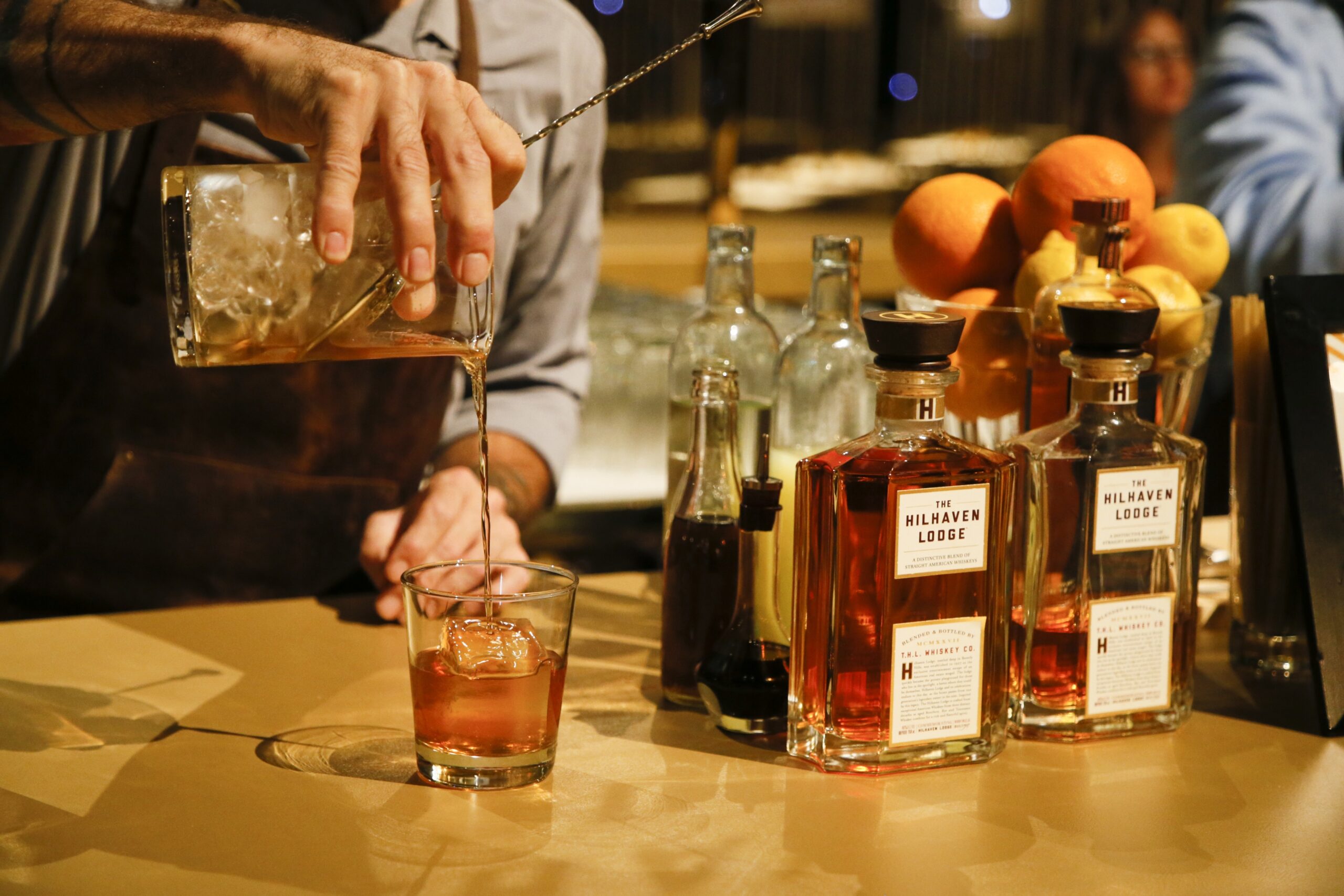 Bartender Charles Joly makes a cocktail
