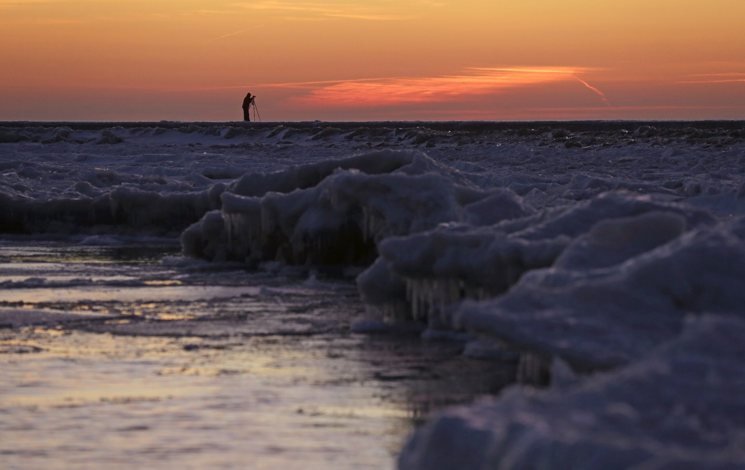 Lake Michigan waterfront in January