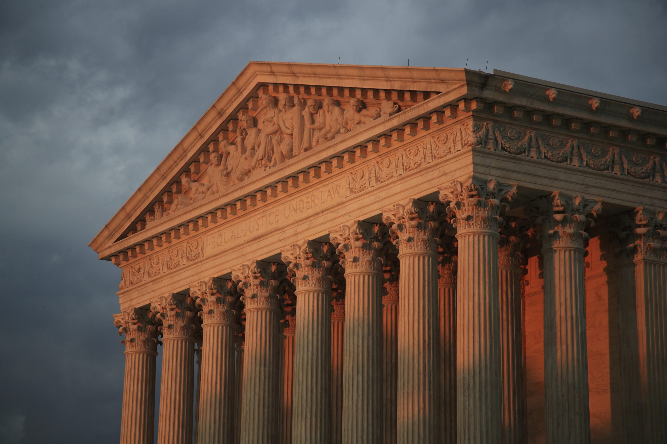 U.S. Supreme Court is seen at sunset