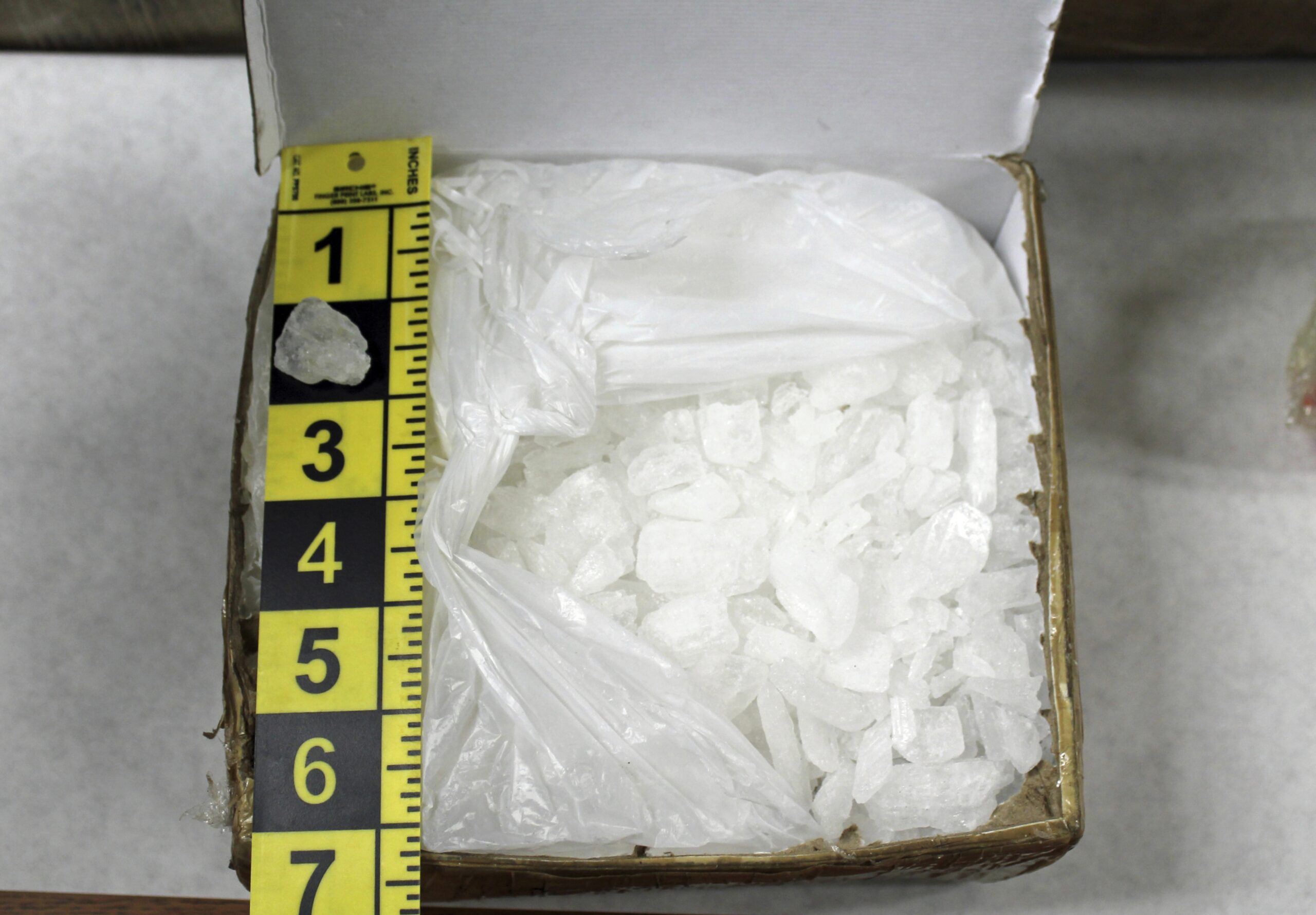 A box containing methamphetamine