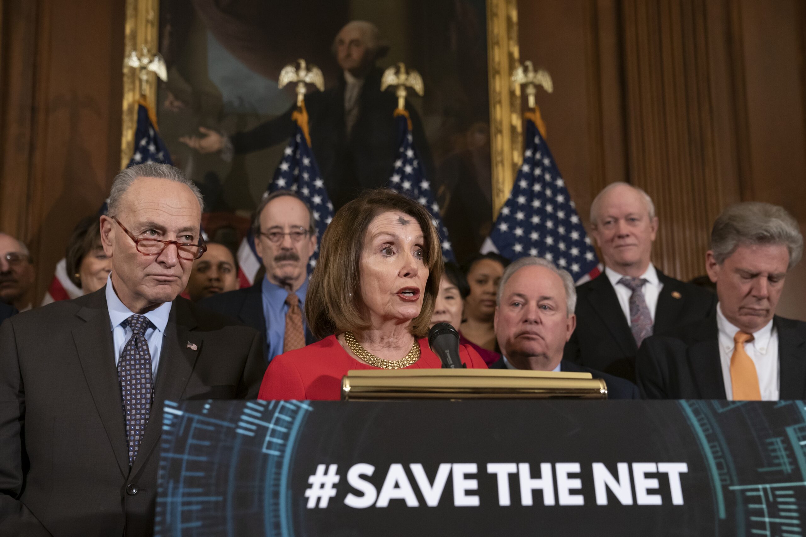 Nancy Pelosi announcing the Save the Internet Act
