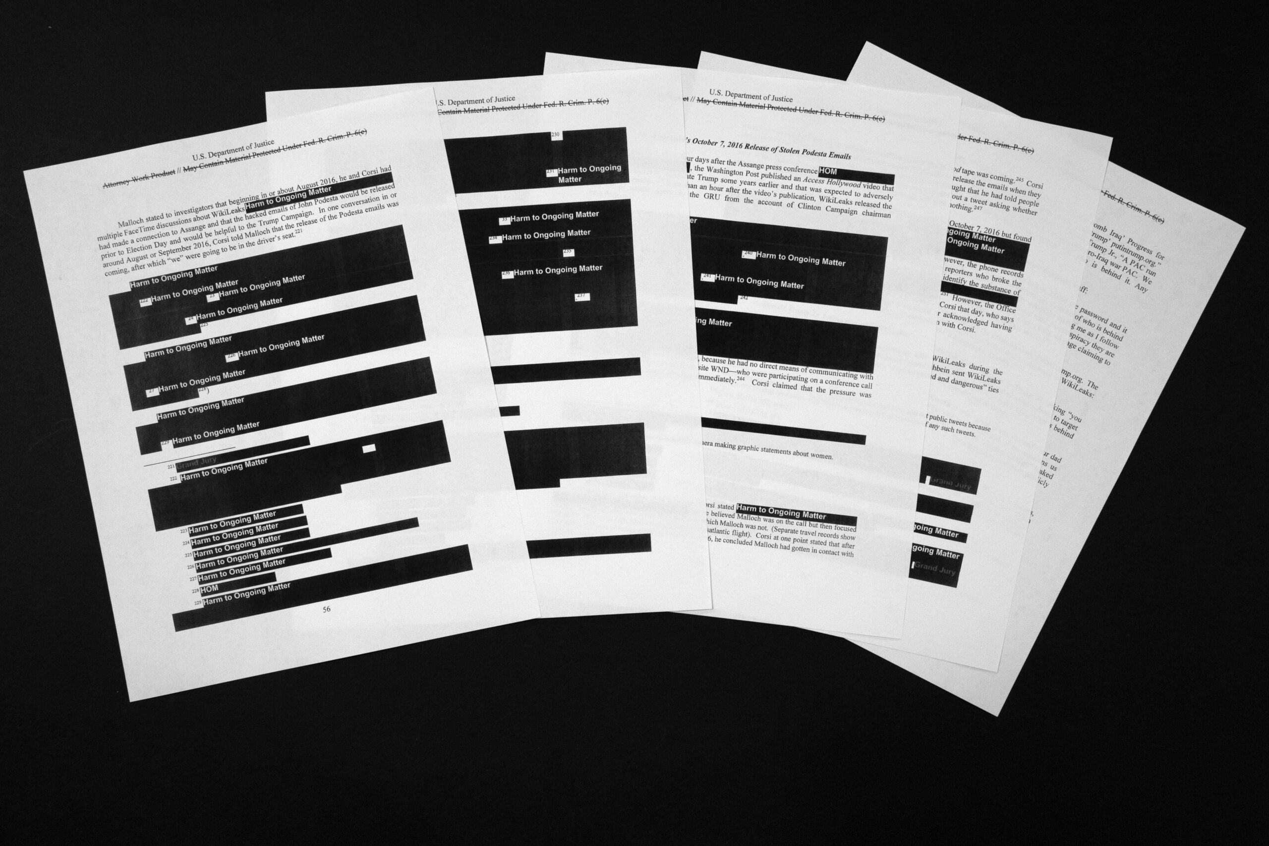 redacted pages of the Mueller report