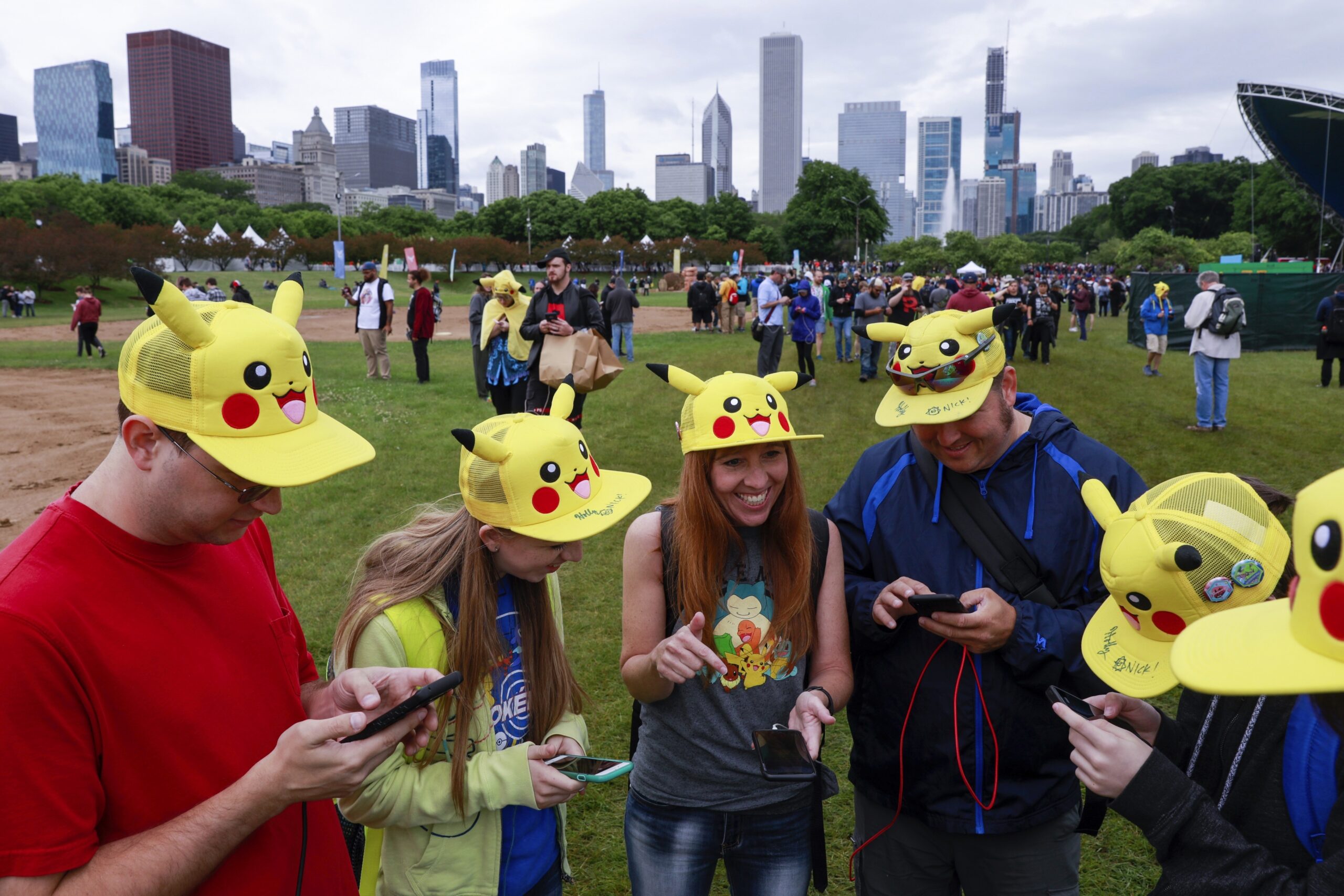 Pokemon Go players at a festival in Chicago