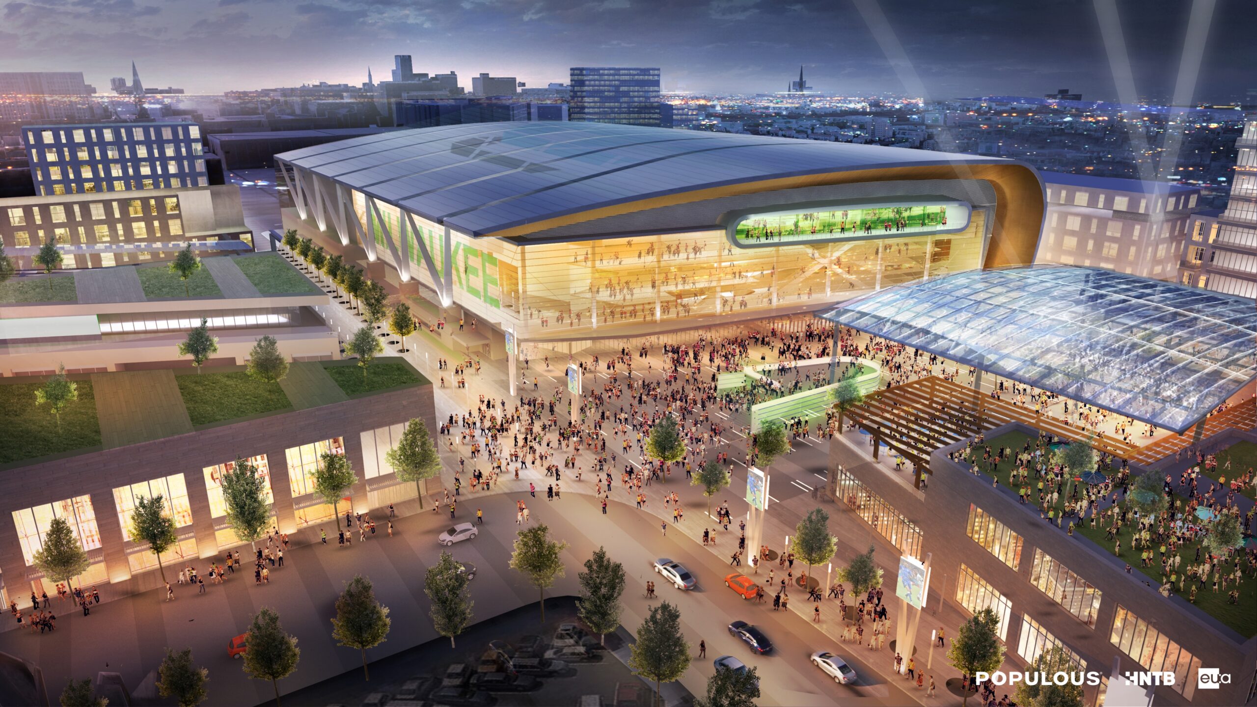 Rendering of the plans for a new Milwaukee Bucks arena
