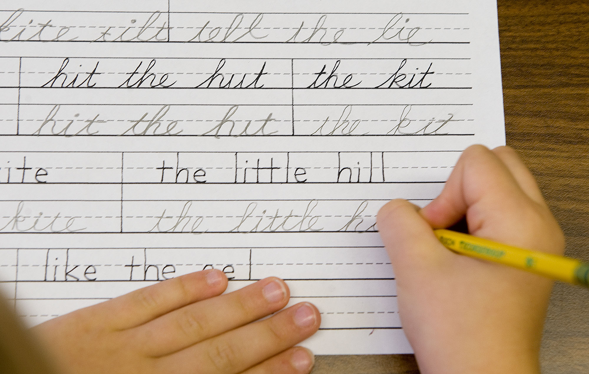 Child writing in cursive