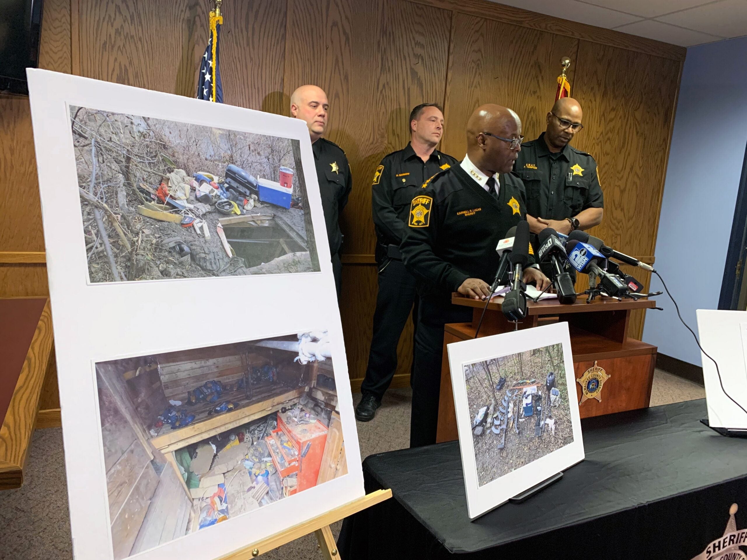 Milwaukee County Sheriff Earnell Lucas speaking at a press conference